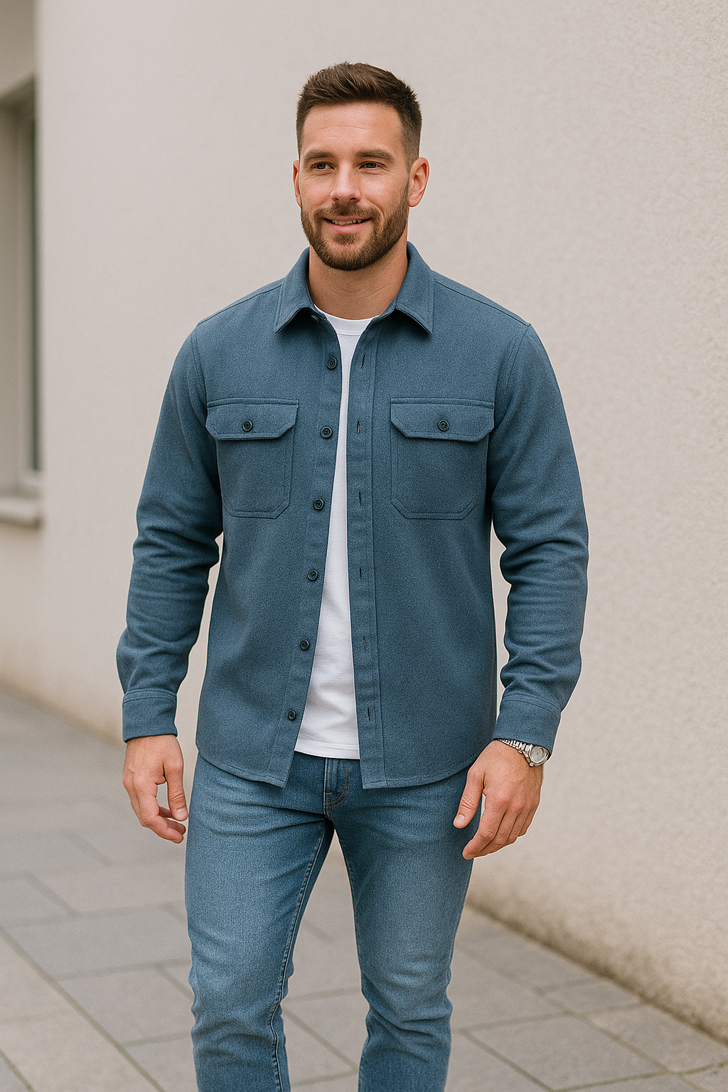 Casual Overhemdjasje Voor Heren, Enkelrijks Jasje Met Lange Mouwen En Revers, Gerfst, Winter Bovenkleding | VIQA VIQA© NEDERLAND