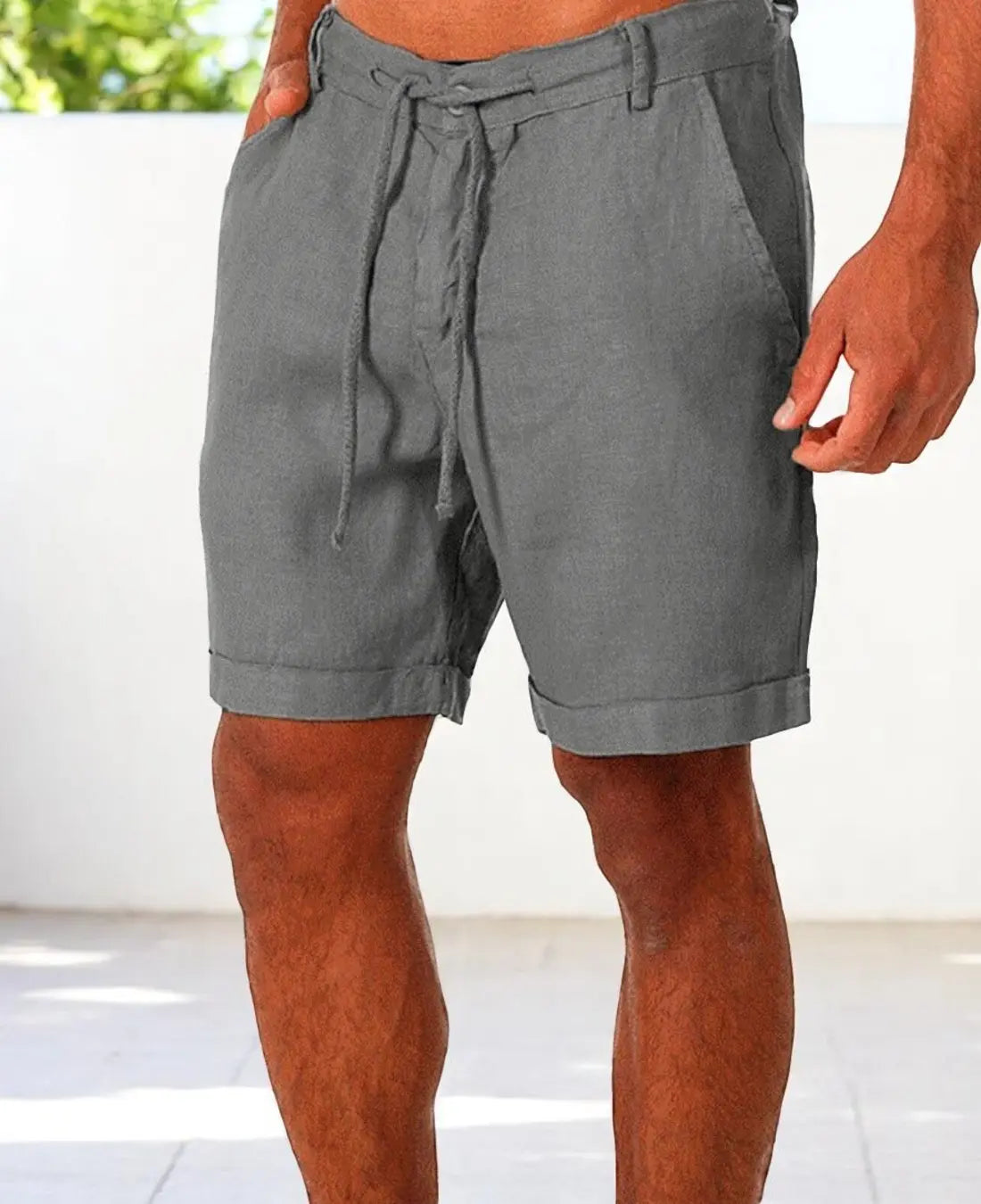 Heren Zomer Linnen Korte Broek, Lichtgewicht Ademende Shorts, Casual Slim Pasvorm | VIQA VIQA© NEDERLANDGrijs-2XL
