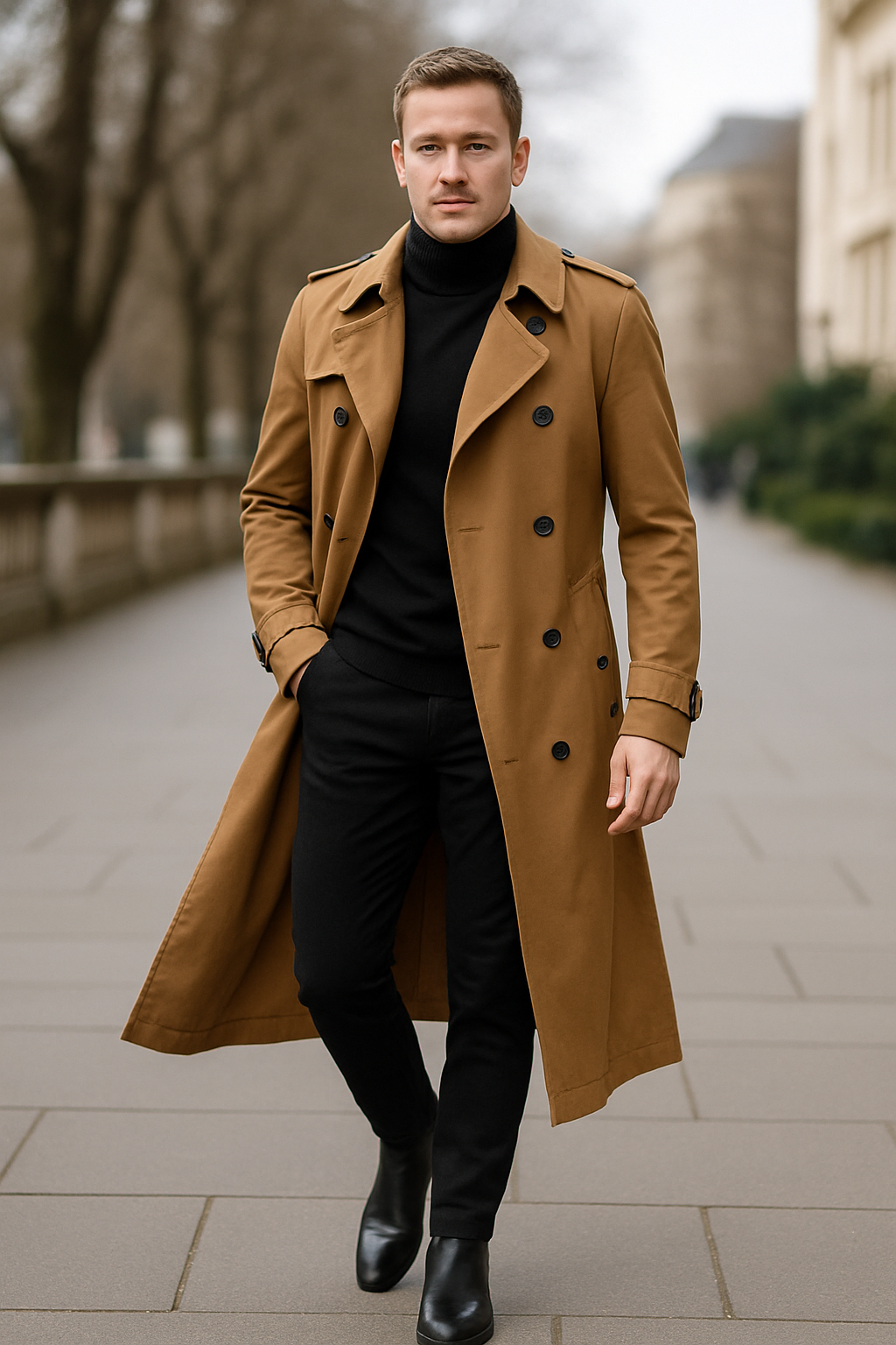 Heren Lange Trenchcoat, Overjas, Effen Kleur Casual Windjack | VIQA VIQA© NEDERLAND