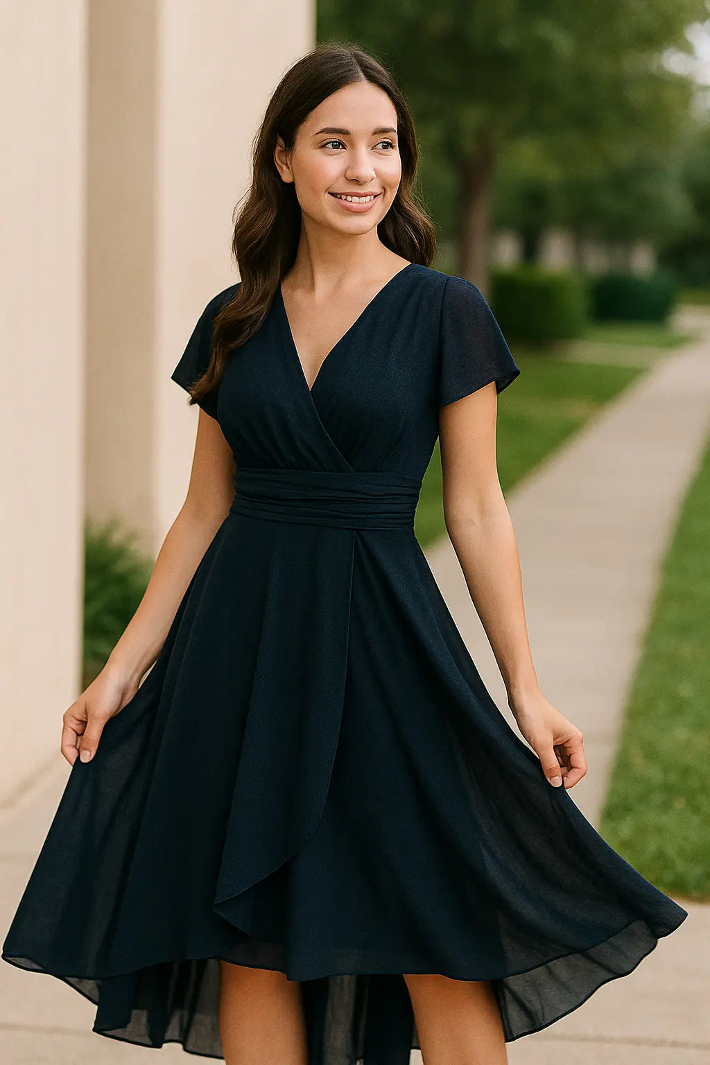 Dames Zomer Chiffon Maxi Jurk, V-Hals Hoge Taille Los Fit, Lichtgewicht Elegante Lange Jurk | VIQA VIQA© NEDERLAND