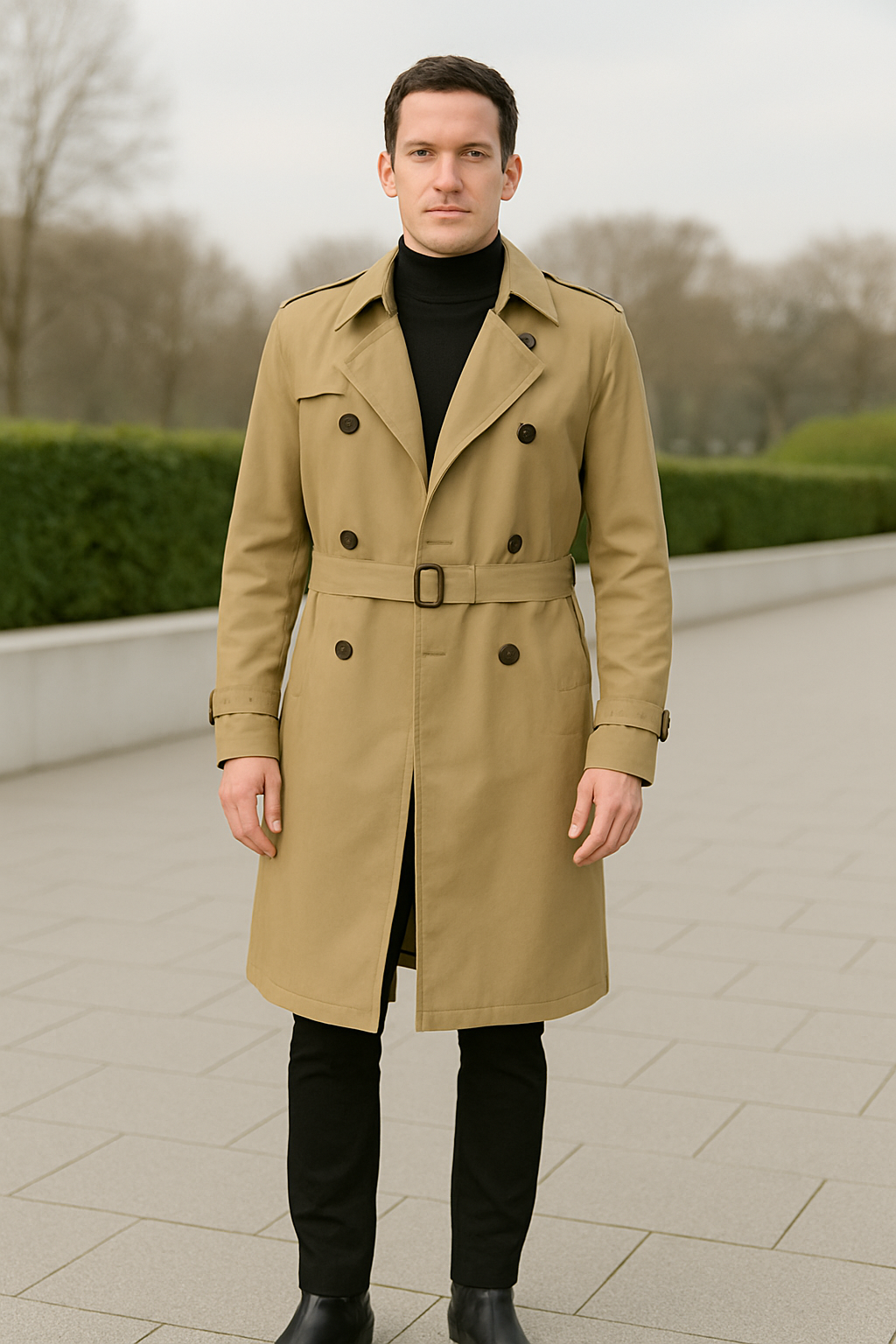Heren Lange Trenchcoat, Klassieke Effen Kleur Windjack, Herfst Winter Streetwear | VIQA VIQA© NEDERLAND