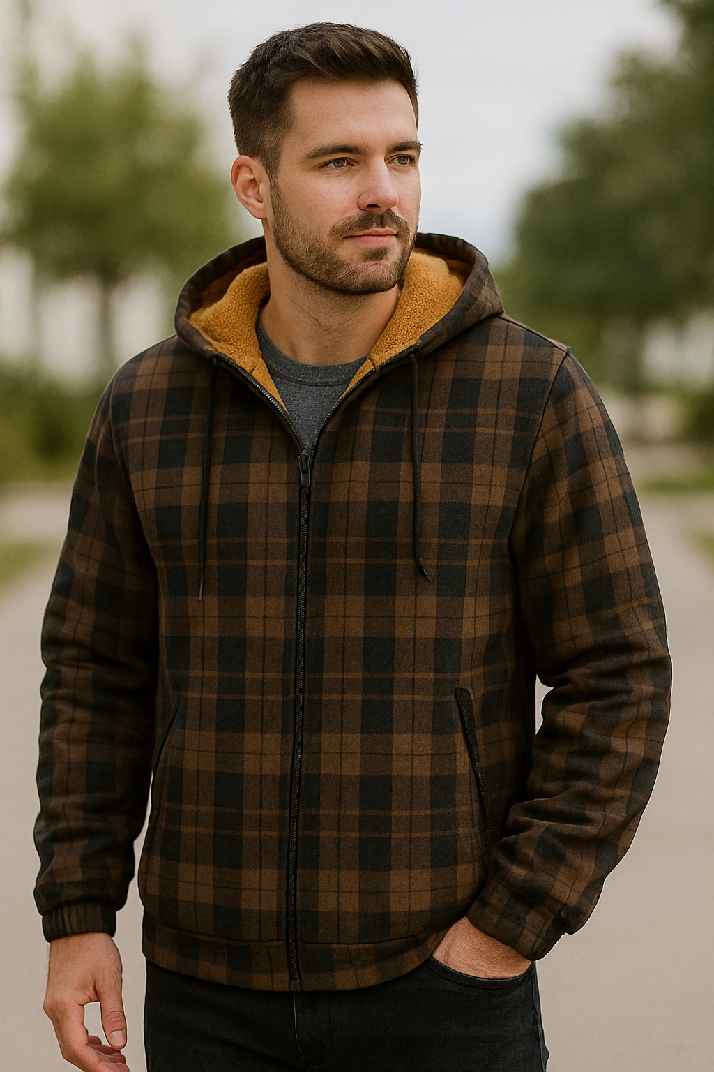 Heren Rits Hoodie, Sherpa Gevoerde Fleece Jas Voor Buiten Activiteiten In Koud Weer | VIQA VIQA© NEDERLAND