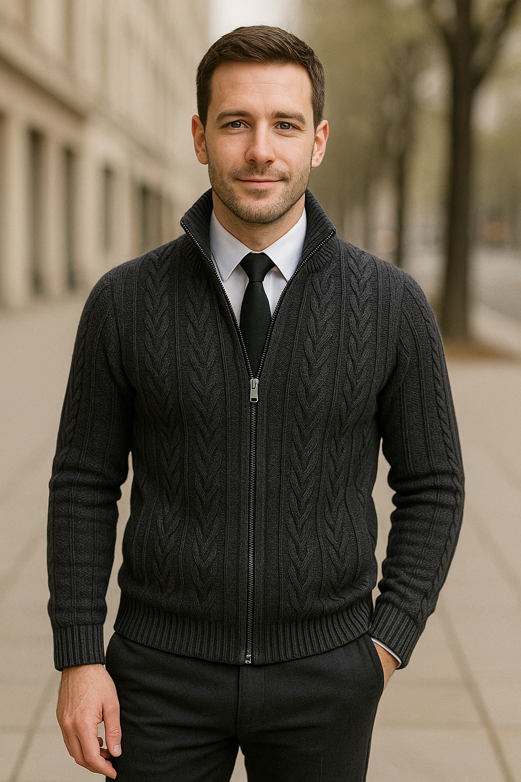 Heren Cashmere Gebreide Trui Jas, Warme Gewatteerde Casual Rits Vest Jas Voor De Winter | VIQA VIQA© NEDERLAND