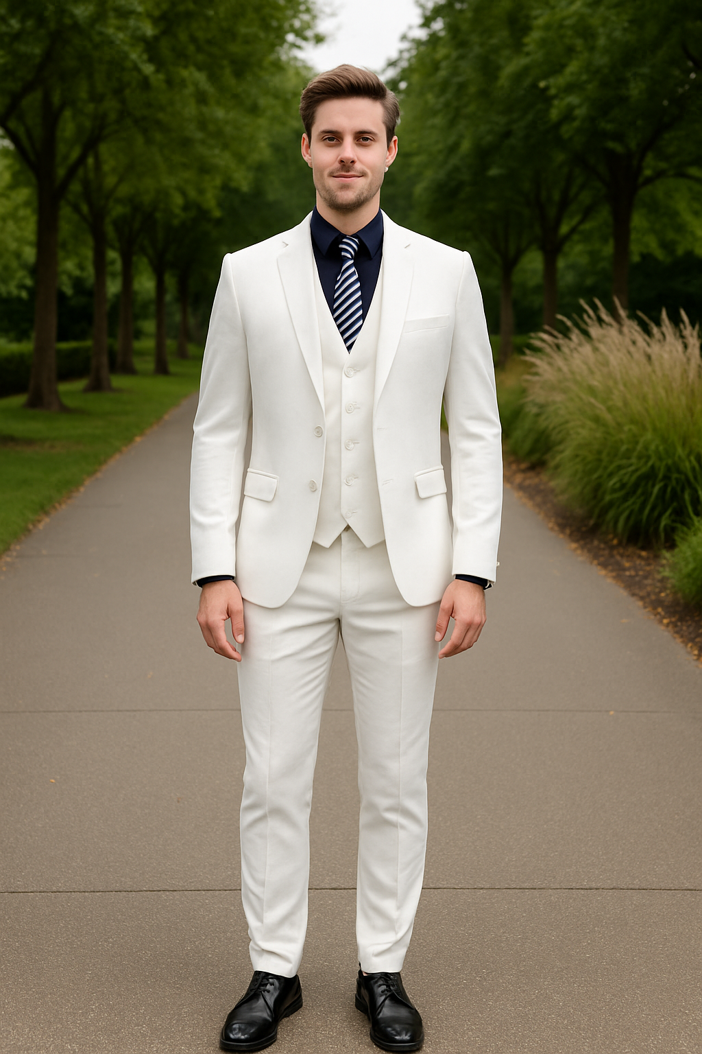 3-Delig Trouwpak Voor Heren, Slim Pasvorm Bruidegom Smoking Met Jasje, Broek En Vest, Op Maat Gemaakt Formeel Pak | VIQA VIQA© NEDERLAND