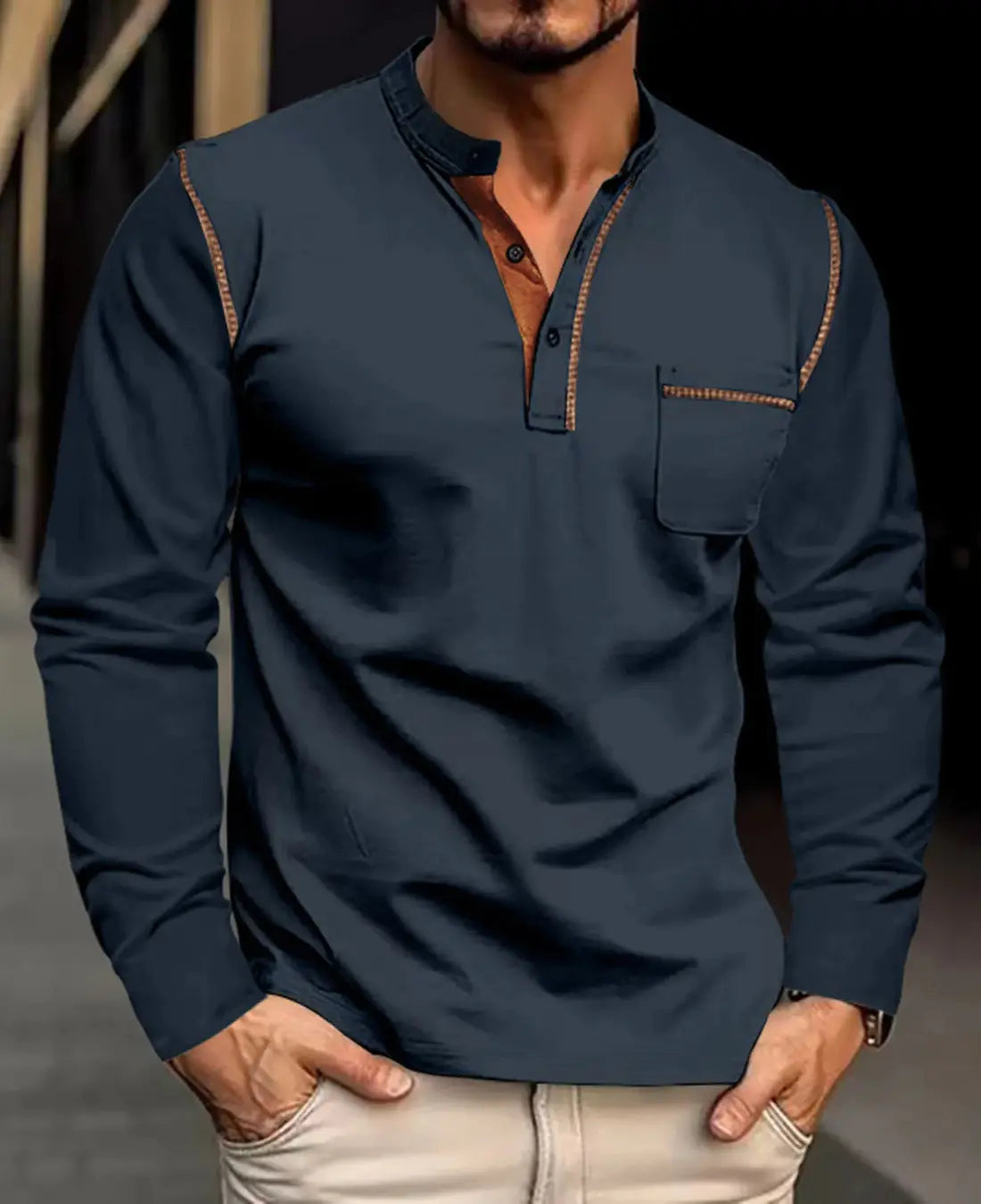 Heren Casual Ademend Linnen Poloshirt VIQA© NEDERLANDBlauw-2XL