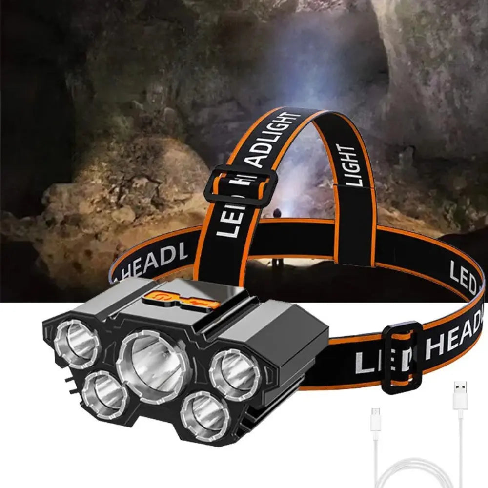 5 LED Oplaadbare Avontuurlijke Hoofdlamp VIQA© NEDERLAND