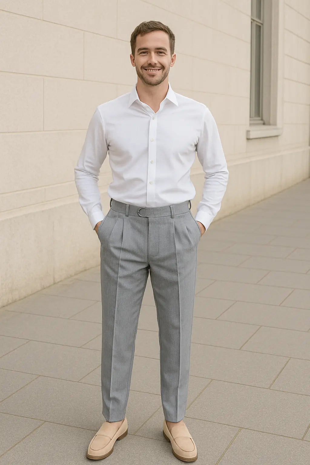 Heren Pantalon, Hooggetailleerde Rechte Broek, Zakelijke Stijl Met Riem | VIQA VIQA© NEDERLAND