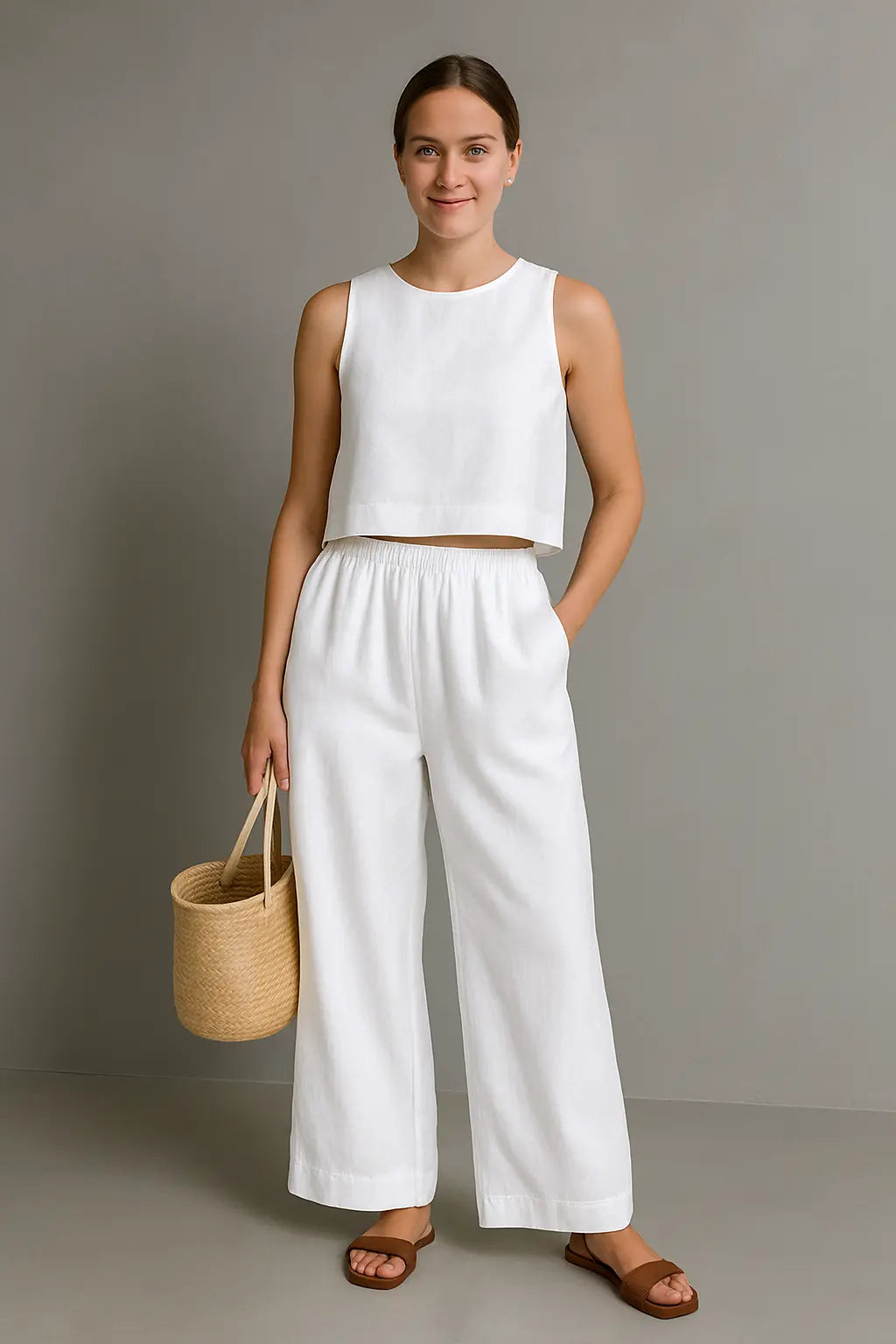 Patricia Dames Zomerse Tweedelige Tanktop En Broek Set VIQA© NEDERLANDWit-2XL