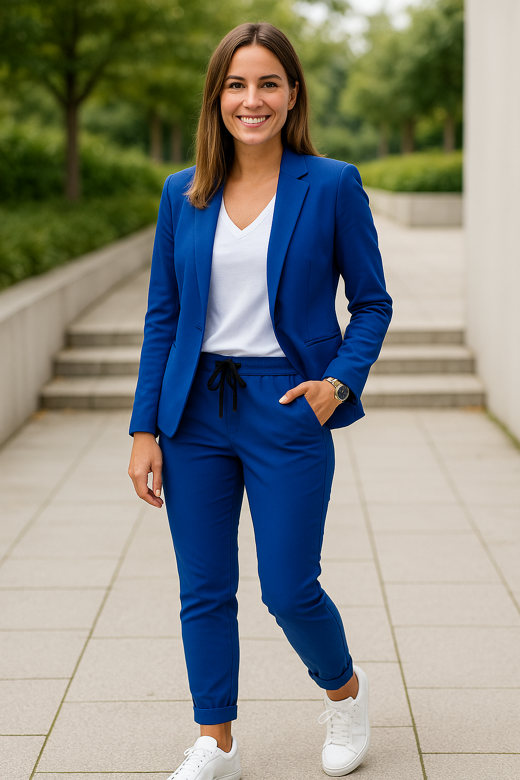 Zakelijk Pak Voor Dames, Elegante Tweedelige Set Met Broek Met Eelastische Taille | VIQA VIQA© NEDERLAND