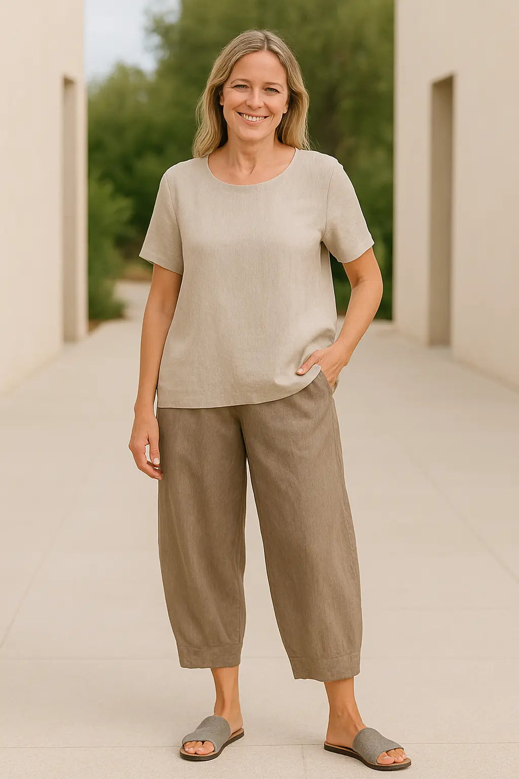 Broek Met Wijde Pijpen Voor Dames, Elastische Broek Met Hoge Taille, Zomerse Casual Broeken | VIQA VIQA© NEDERLANDKaki-2XL