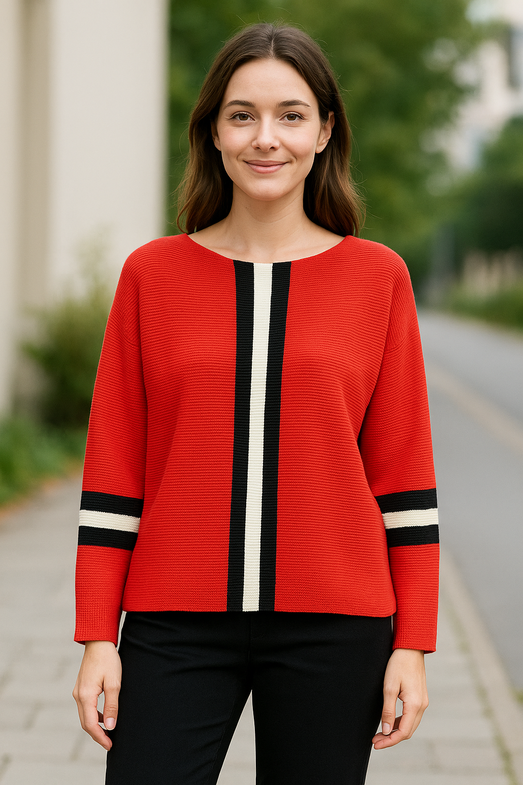 Verticale Streep Trui Voor Dames, Losvallende Korte Mouw Casual Top | VIQA VIQA© NEDERLAND