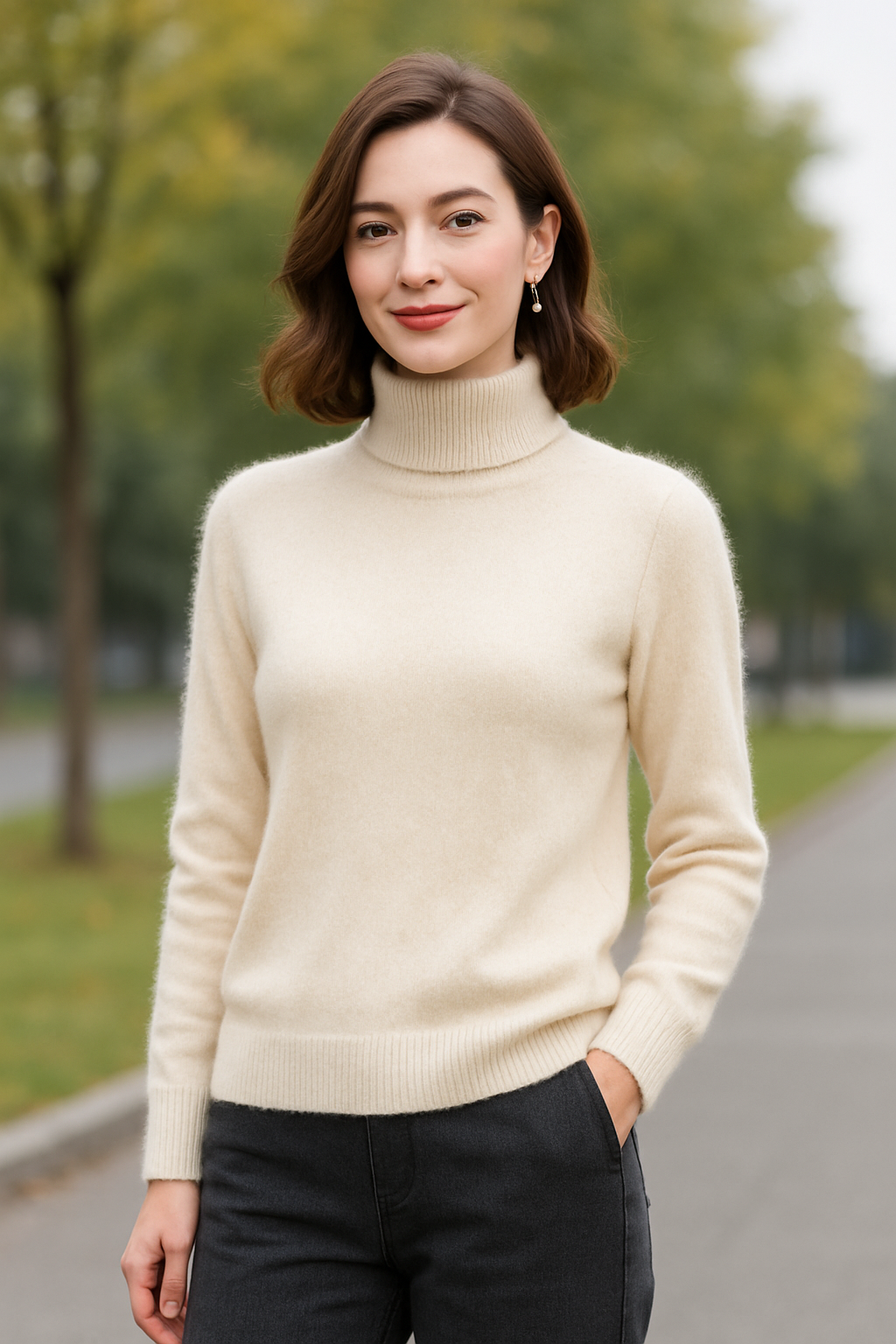 Dames Mink Kasjmier Trui, Dikke Warme Gebreide Trui, Hoge Revers Herfst En Winter Top | VIQA VIQA© NEDERLAND