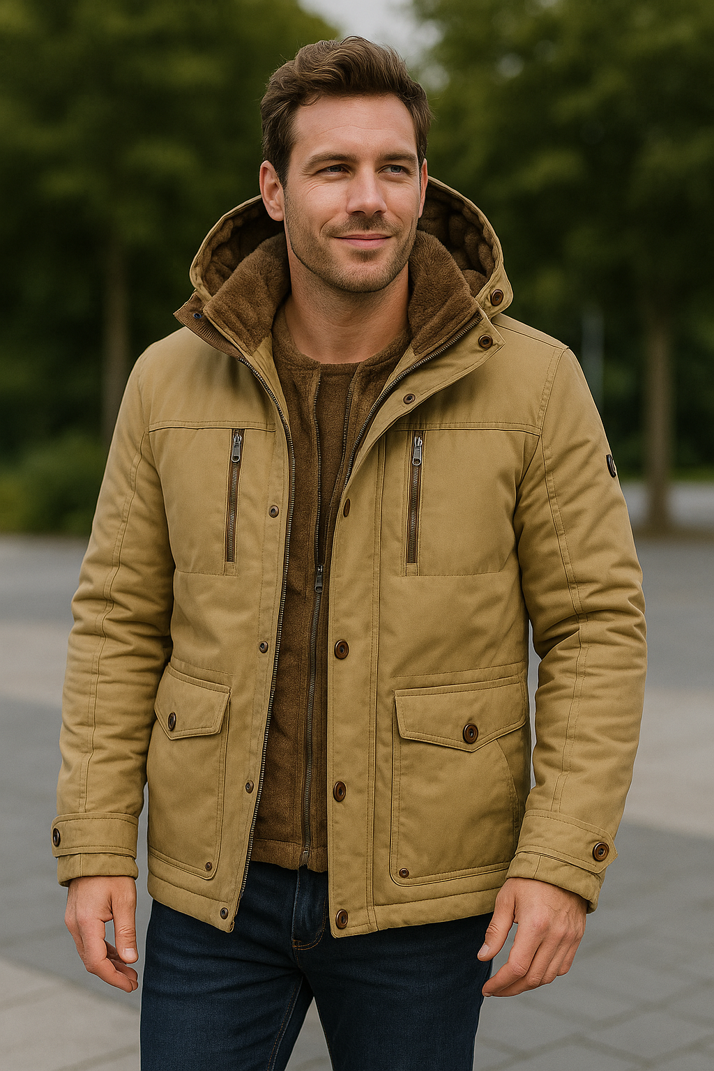 Gewatteerde Herenjas, Halflange Fleece Gevoerde Winterjas, Dikke Warme Bovenkleding | VIQA VIQA© NEDERLAND