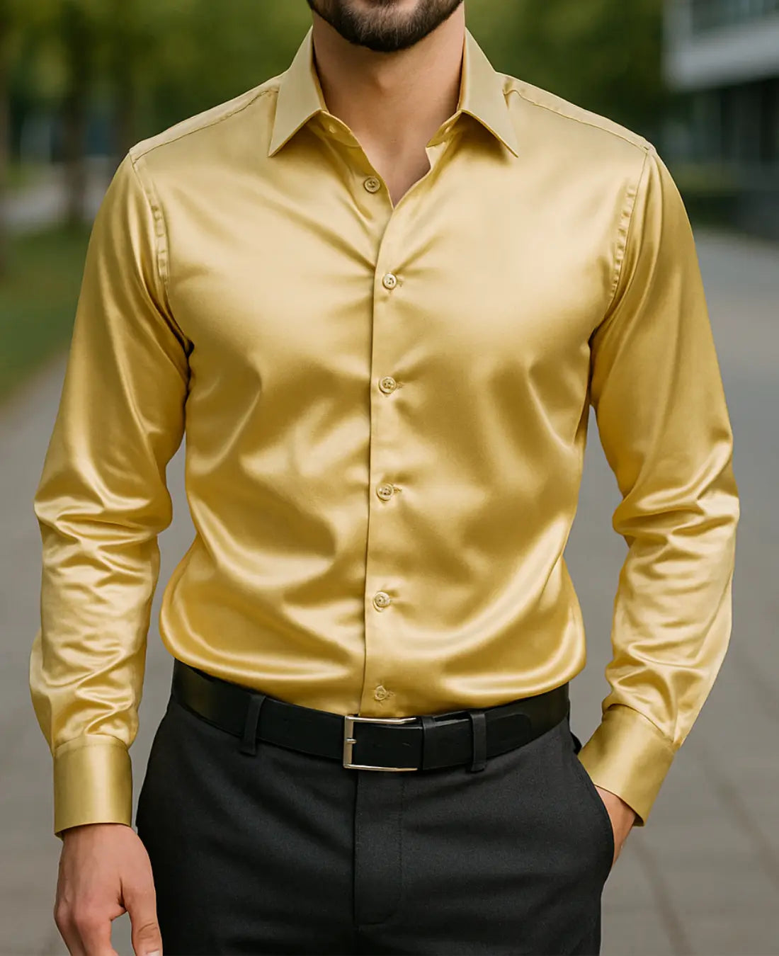 Heren Glanzend Satijn Luxe Overhemd VIQA© NEDERLAND