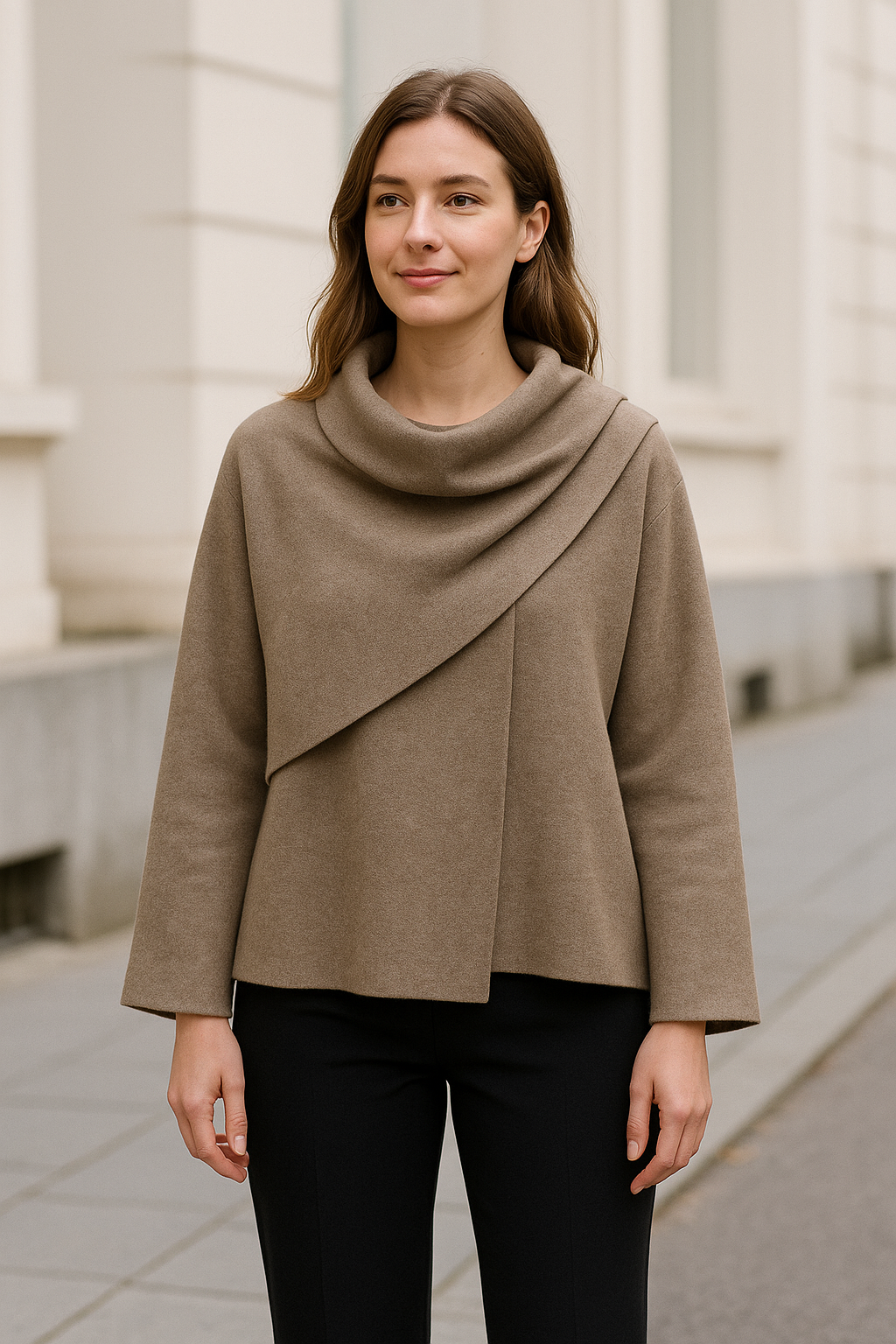 Elegante Dames Vest, Jas Met Lange Mouwen En Sjaal, Warm Herfst- En Winter Model Voor Woon-Werkverkeer | VIQA VIQA© NEDERLAND