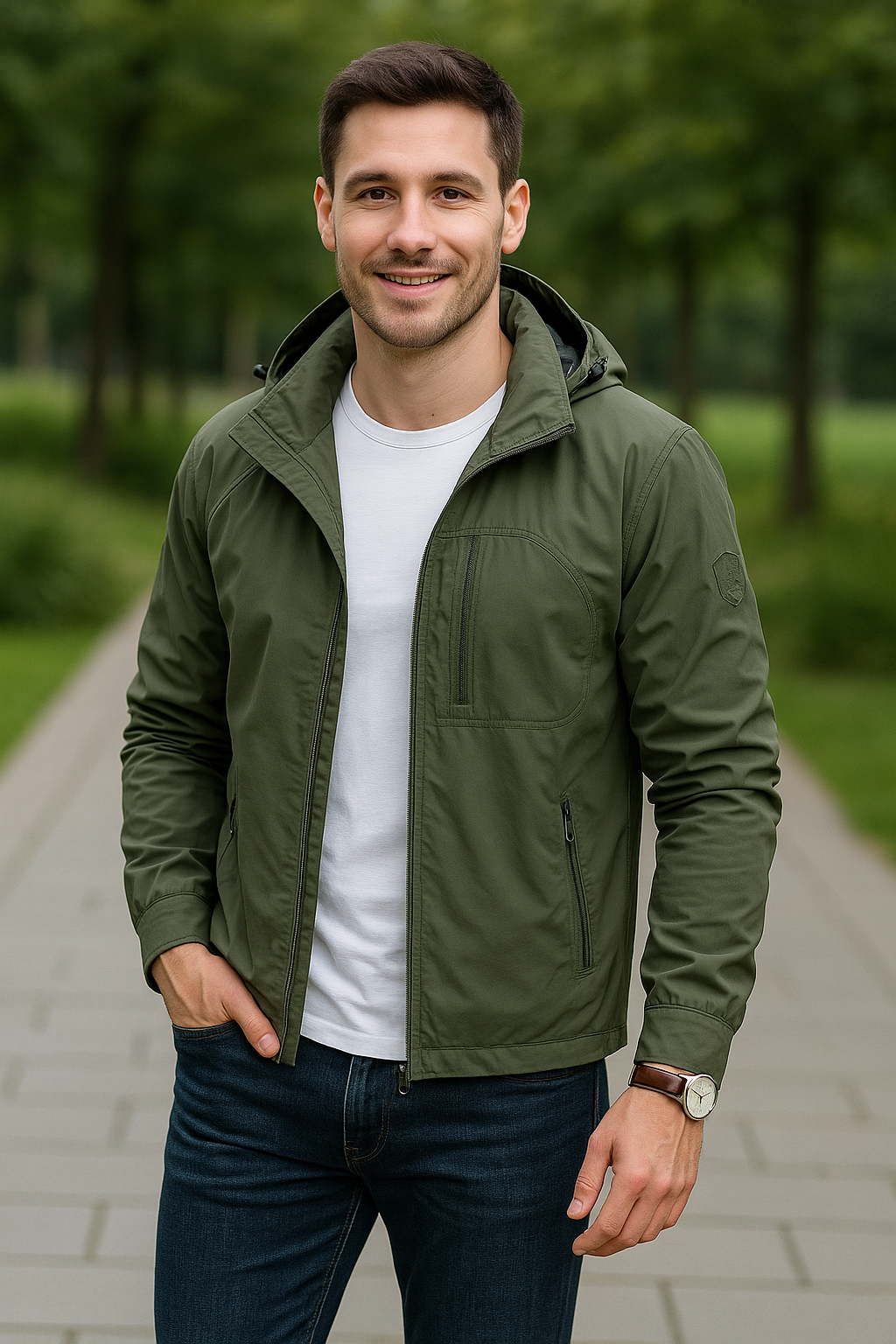 Heren Windjack, Lchtgewicht Lange Jas Met Flip Kraag En Zakken | VIQA VIQA© NEDERLAND