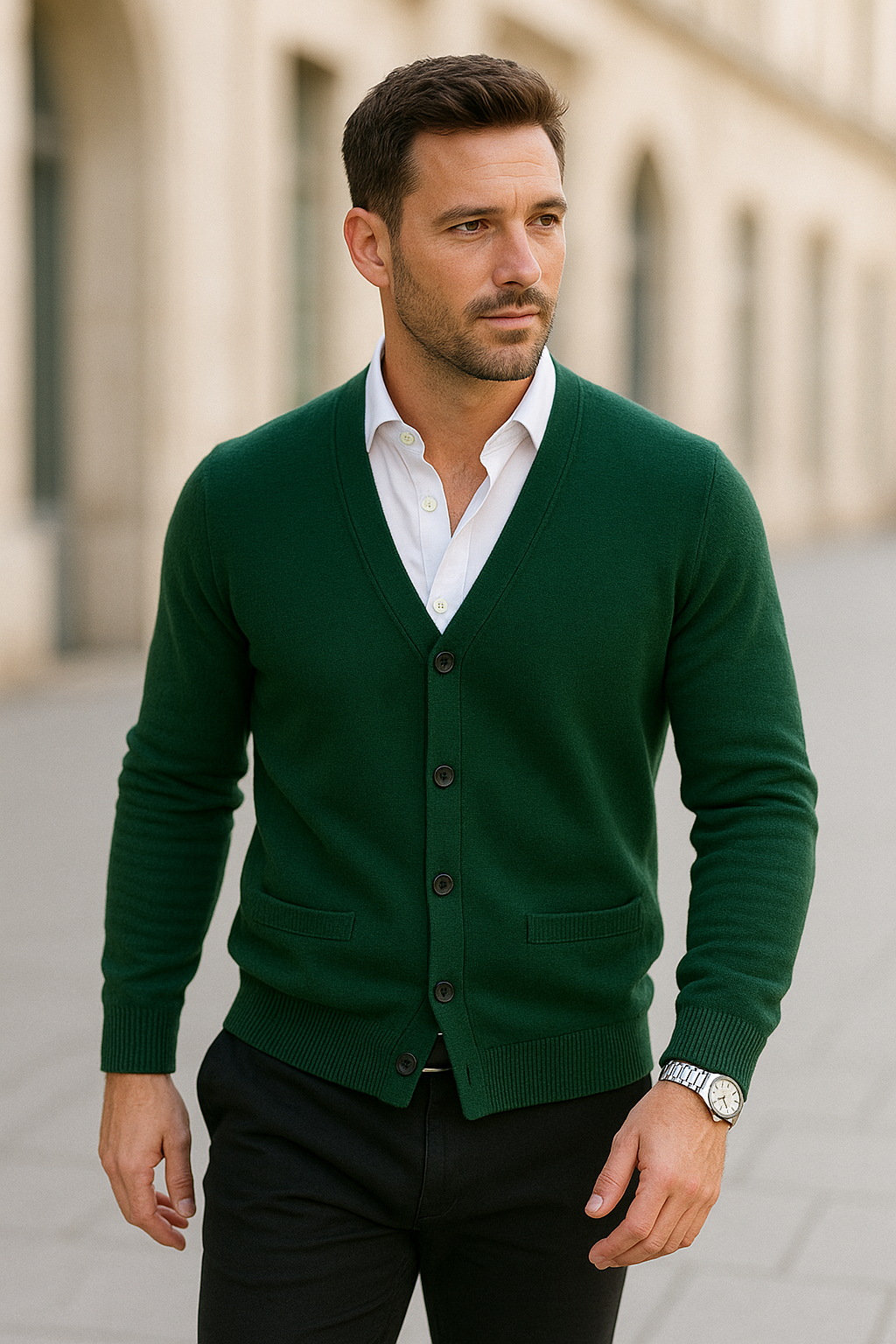 Herenvest Trui, Slim Pasvorm V-Hals Gebreid, Casual Herfst Langemouwen Effen Top | VIQA VIQA© NEDERLAND