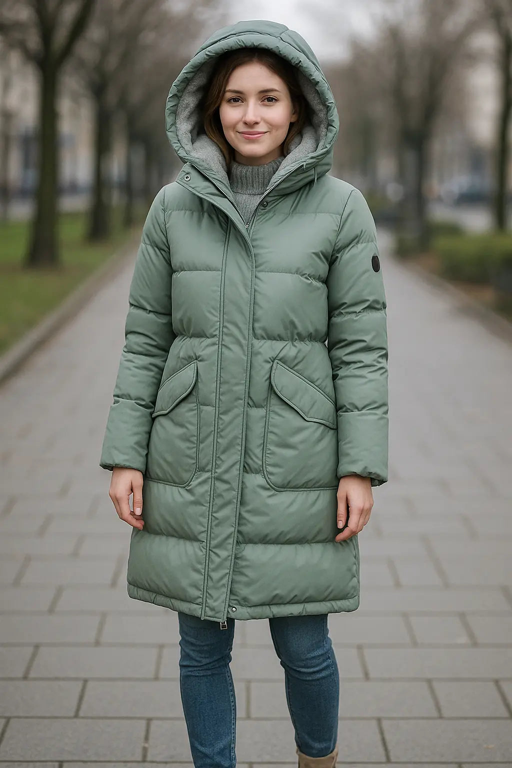 Dameswinterjas Met Capuchon, Dikke Warme Lange Jas, Elegante Gevoerde Bovenkleding | VIQA VIQA© NEDERLANDGroen / 2XL