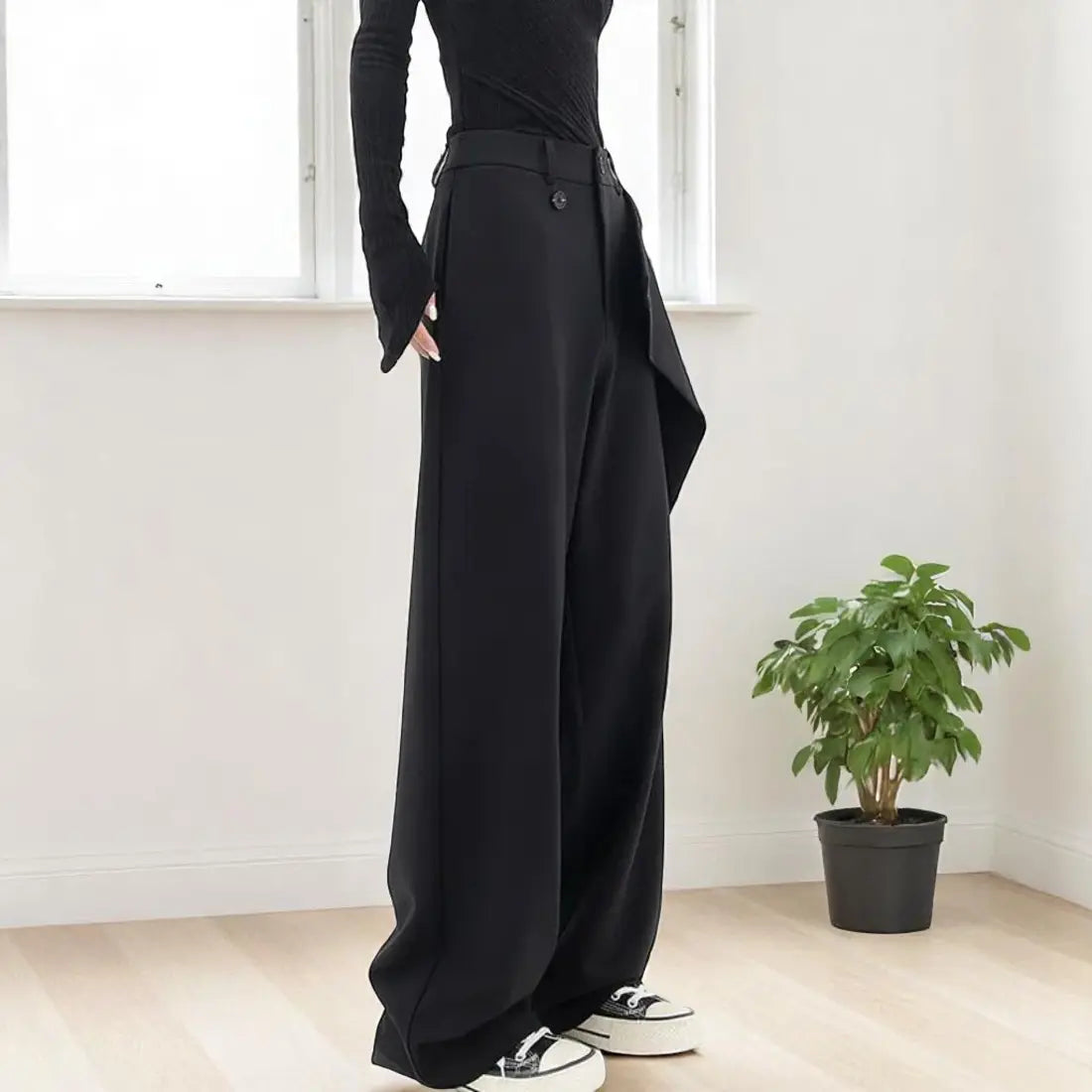 Damesbroeken Met Asymmetrische Taille En Zakken VIQA© NEDERLAND