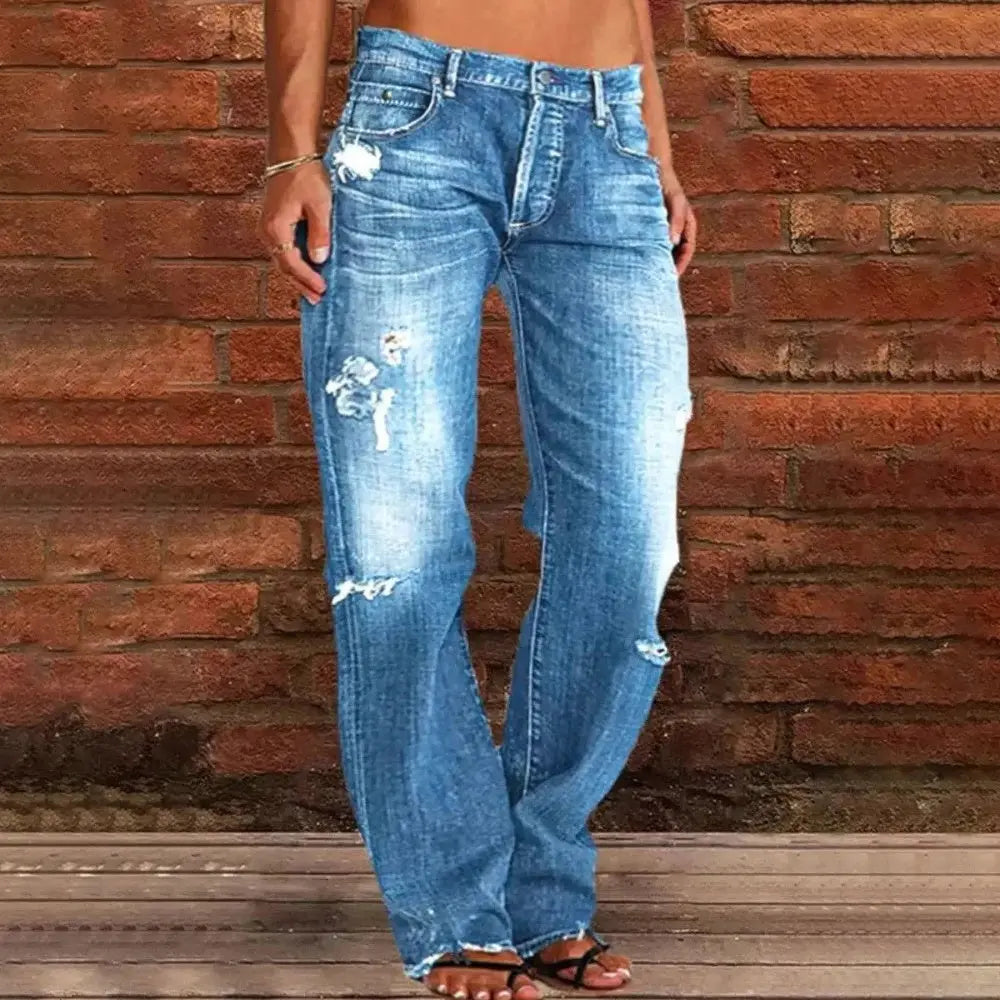 Dames Rechte Wijde Benen Jeans VIQA© NEDERLANDBlauw-5XL