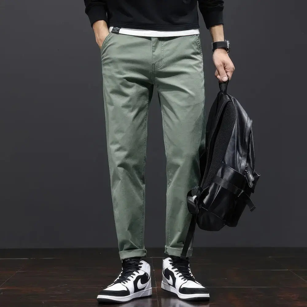 Heren Stretch Casual Katoenen Chino's VIQA© NEDERLANDGroen-38
