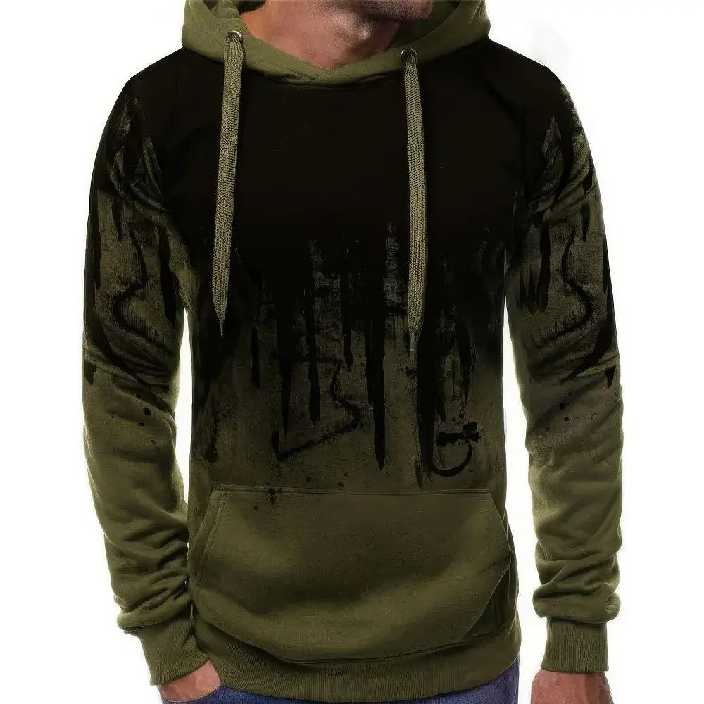 Pullover Hooded Sweatshirt Met Kleurverloopprint Voor Heren VIQA© NEDERLANDLegergroen-3XL