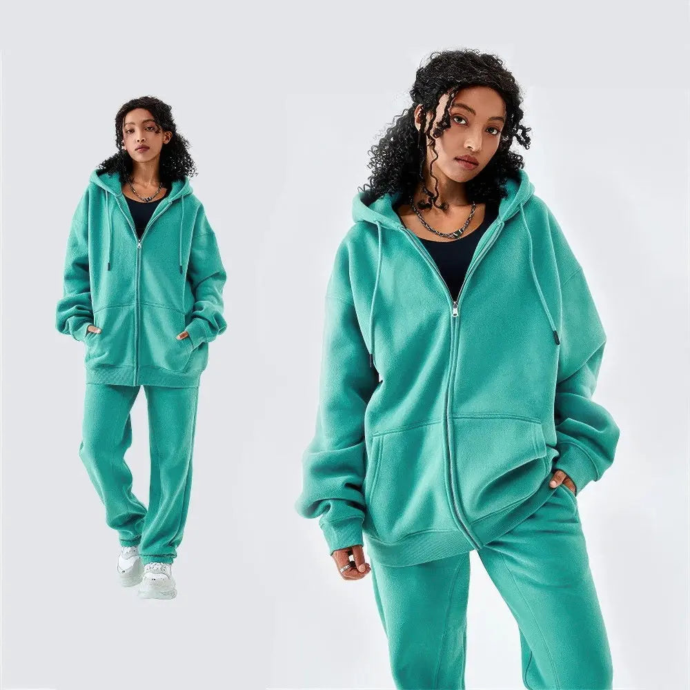 Dames Fleece Casual Hoodie Met Rits VIQA© NEDERLANDBlauw-XXL