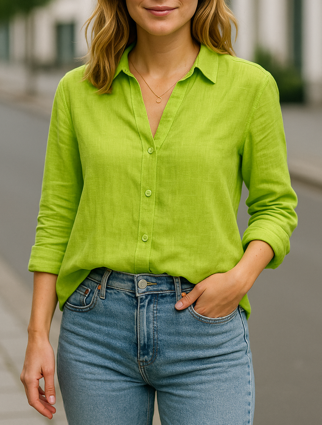 Dames Zomer Overhemd, Blouse met Lange Mouwen, Casual Stijl Mode Top | VIQA VIQA© NEDERLANDGroen / 2XL