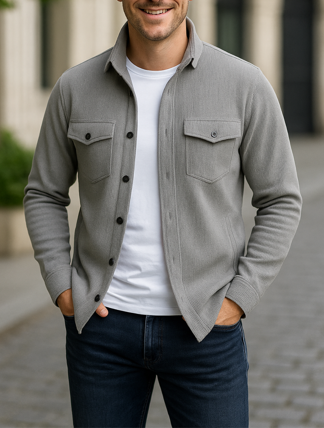 Heren Corduroy Jas, Staande Kraag Knoop-Op Casual Herfst Dagelijkse Effen Kleur Jas | VIQA VIQA© NEDERLAND