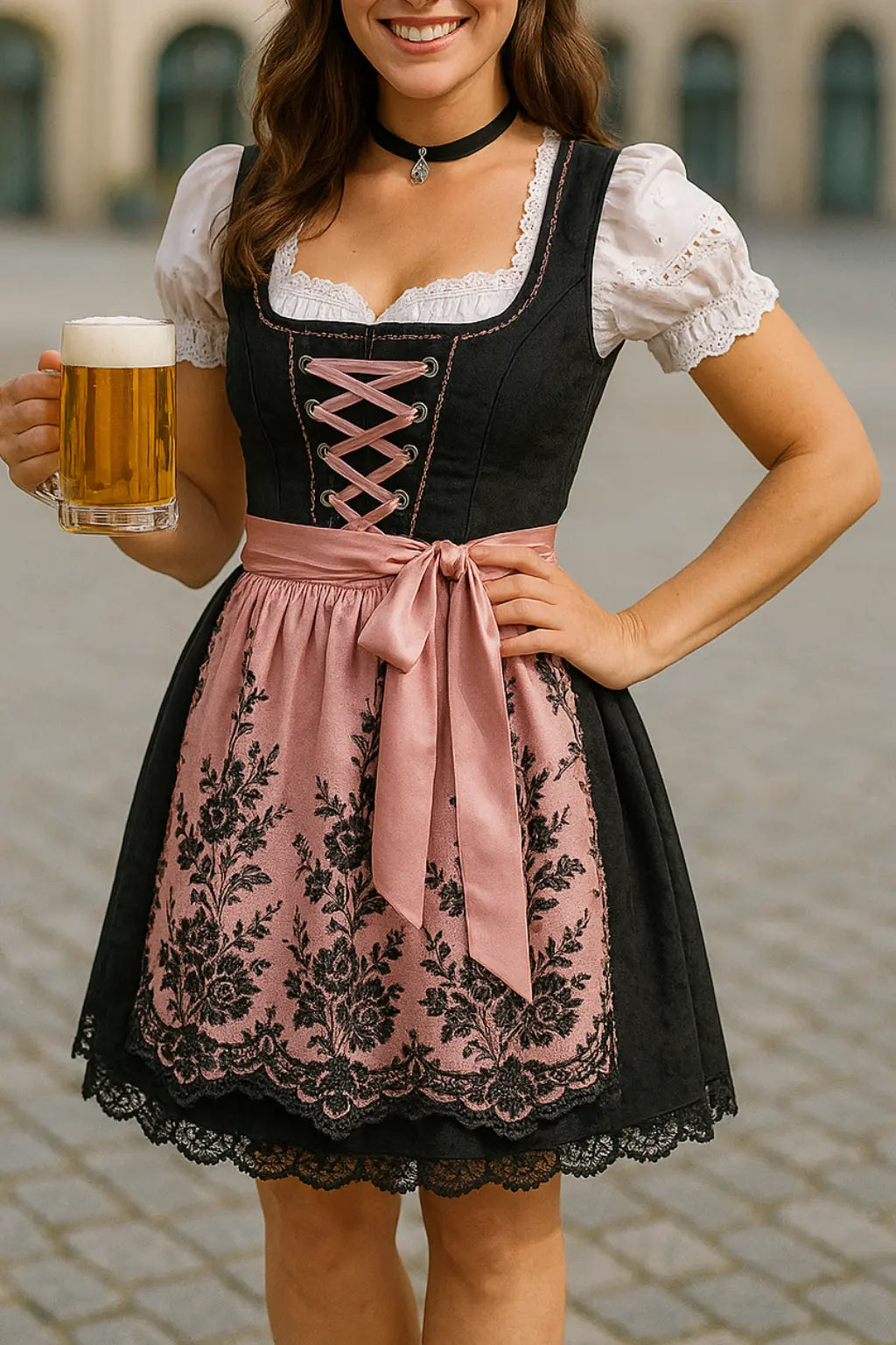 Dames Bierfest-Jurk, Bedrukte Korte Mouwen Feestoutfit, Podiumkleding Zomerse Mini-Jurk | VIQA VIQA© NEDERLANDZwart / 2XL
