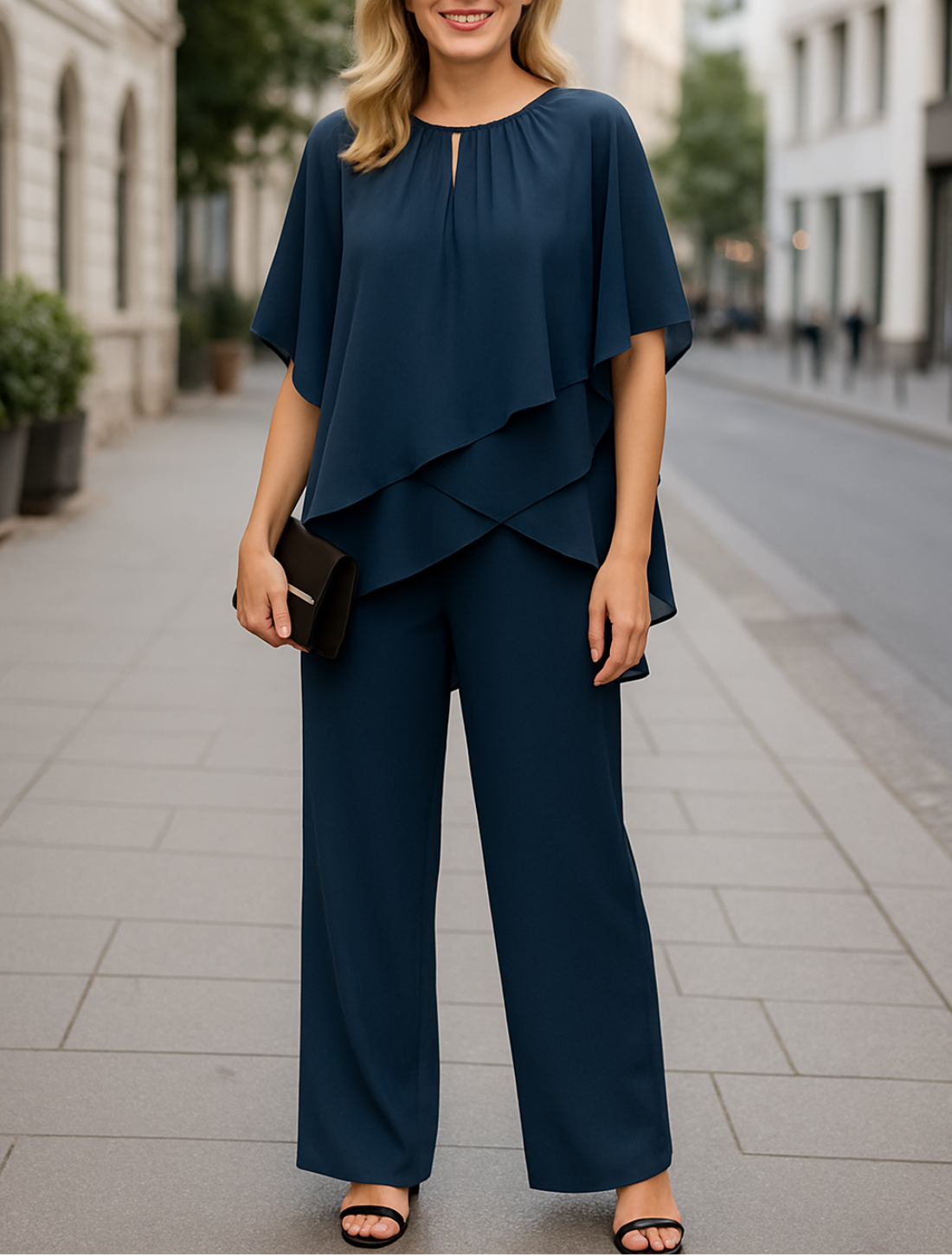 Dames Twee Stuk Outfit, Effen Kleur Los Batwing Shirt met Casual Onregelmatige Pasvorm Pak | VIQA VIQA© NEDERLAND