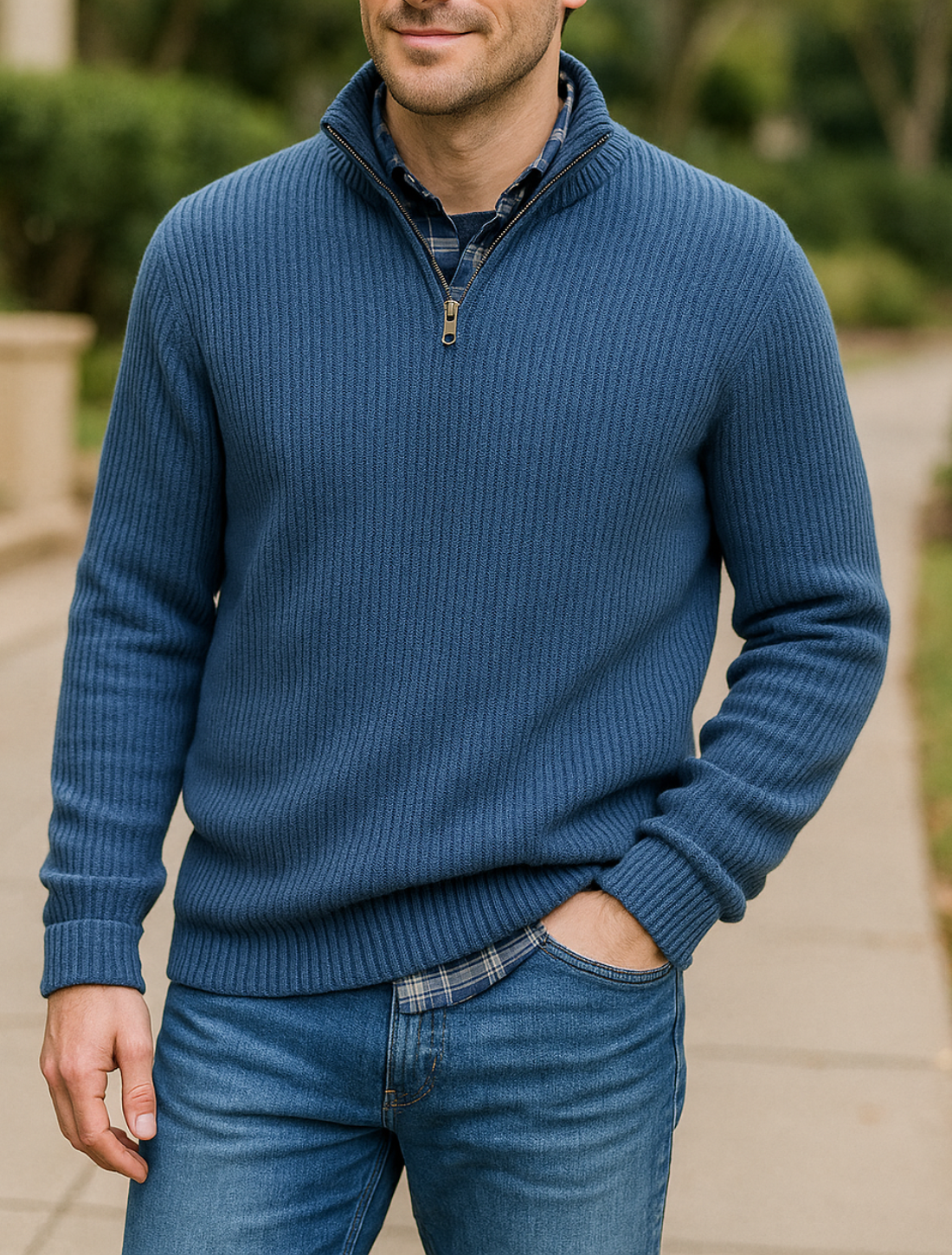 Heren V-hals Halve Rits Trui, Casual Losse Gebreide Pullover voor Herfst Winter Outdoor Werk | VIQA VIQA© NEDERLAND