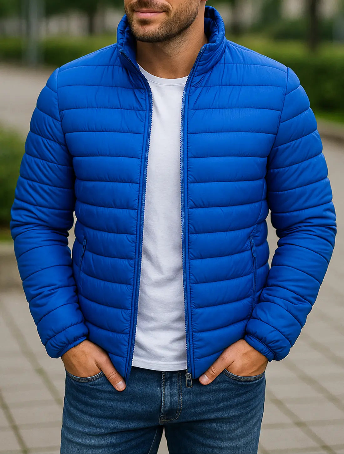 Heren Winter Puffer Jas, Dikke Gevoerde Donzen Jas, Warme Casual Windjack Met Kraag | VIQA VIQA© NEDERLANDBlauw / 2XL