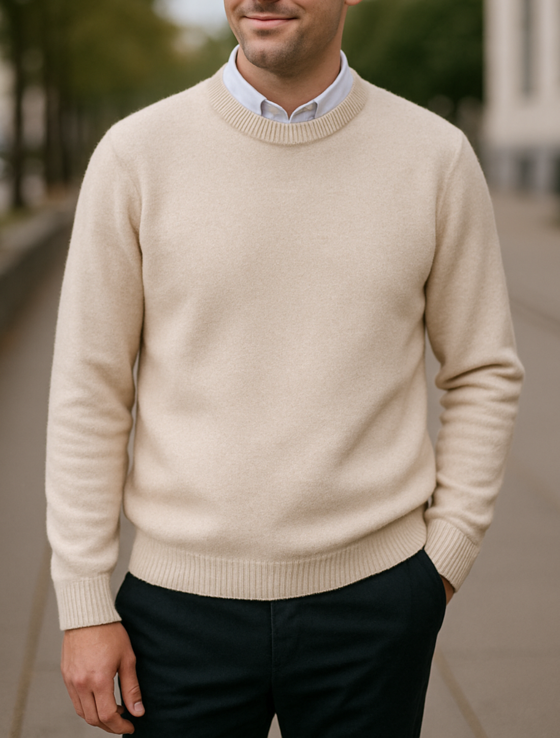 Kasjmier Trui Voor Heren, Trui Met Ronde Hals, Losvallende Gebreide Top, Winter Casual Warme Kleding | VIQA VIQA© NEDERLAND