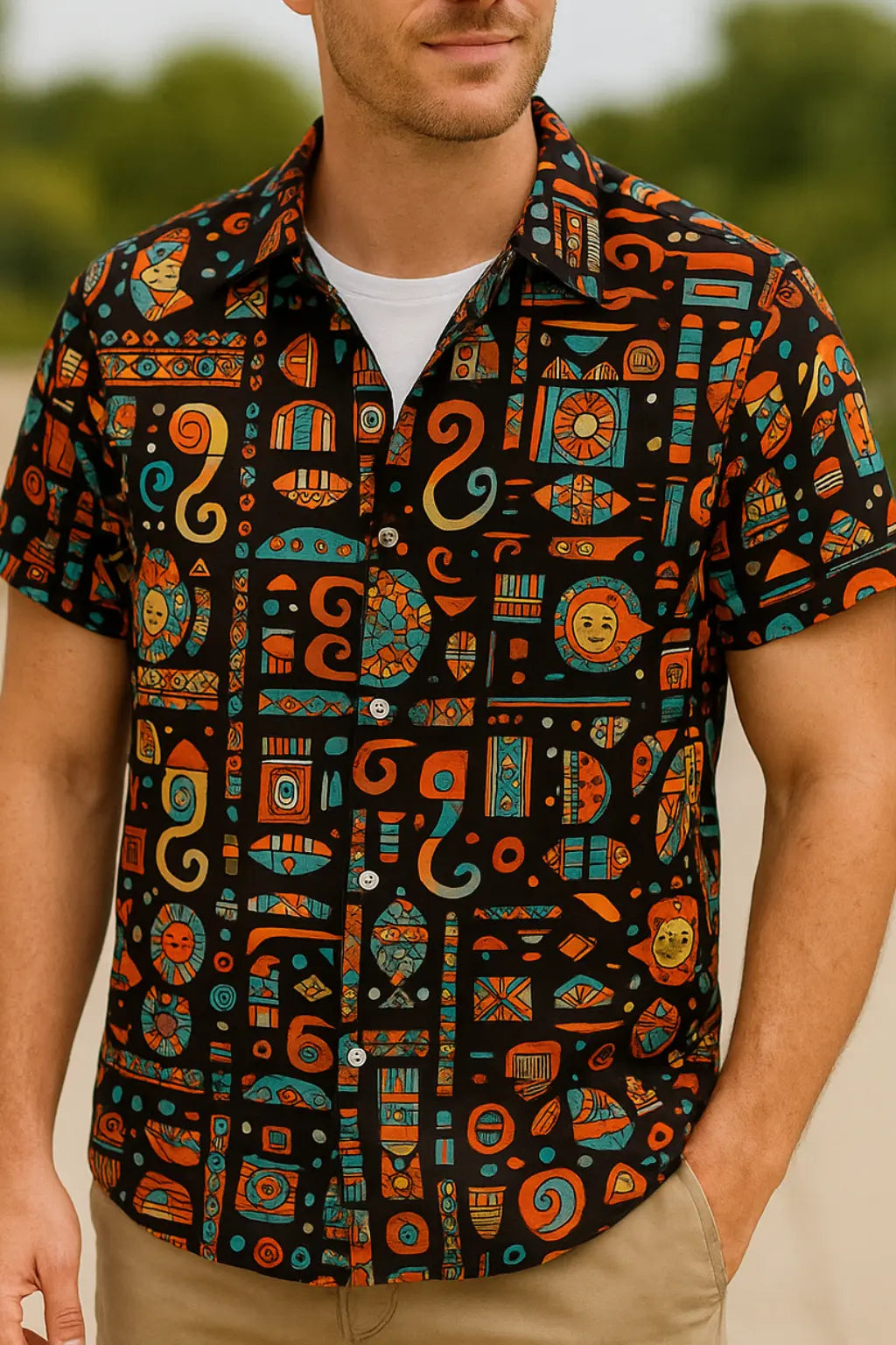 Heren Zomer Overhemd, Etnische Stijl Korte Mouwen Casual Loszittend Ademend Hawaiiaans Overhemd | VIQA VIQA© NEDERLANDStijl-2 / 2XL
