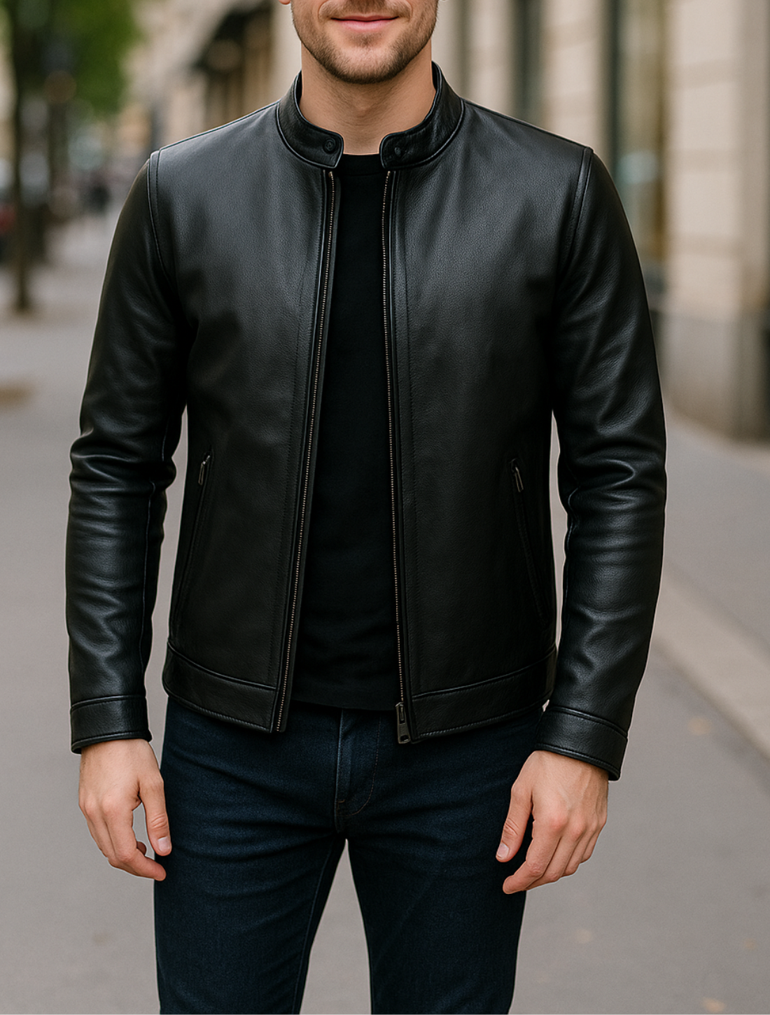 Leren Jas Voor Heren, Echte Schapenvacht Rundleren Jas, Klassieke Herfst En Winter Bikerstijl | VIQA VIQA© NEDERLAND