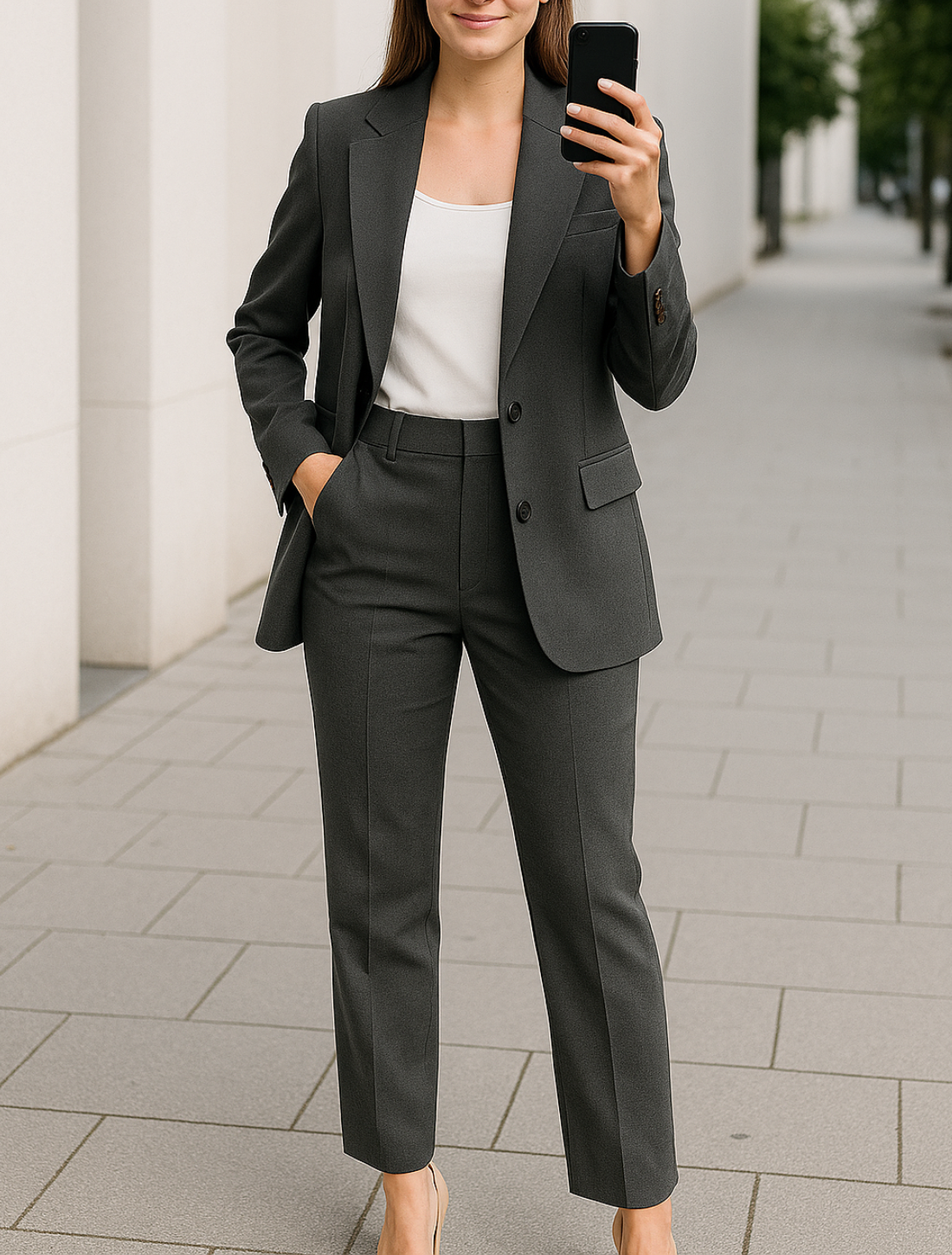 Slim Pasvorm Vestpak Voor Dames, Elegante Effen Kleur Temperament Kantooroutfit | VIQA VIQA© NEDERLAND