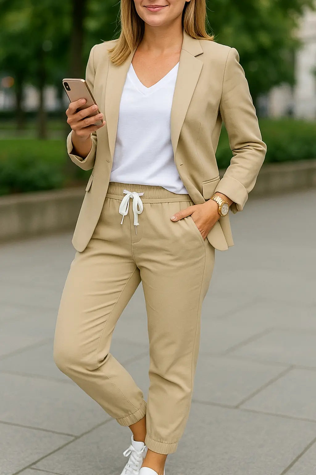 Dames Kostuum Set, Elegante Zomer Tweedelig Outfit, Casual Zakelijke Slijtage | VIQA VIQA© NEDERLANDKaki / 2XL