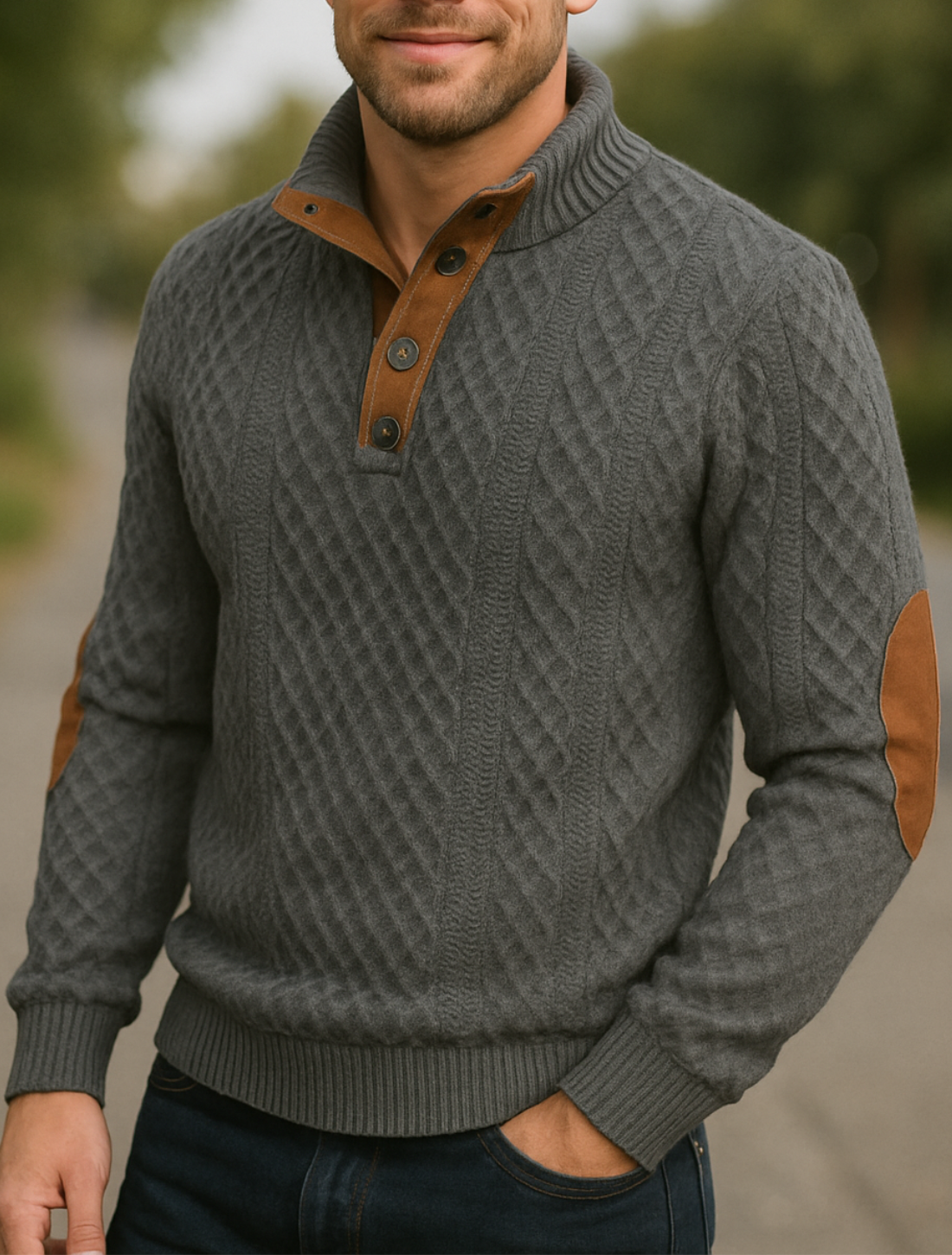 Gebreide Heren Trui Met Lange Mouwen En Staande Kraag, Casual Zakelijke Pullover | VIQA VIQA© NEDERLAND