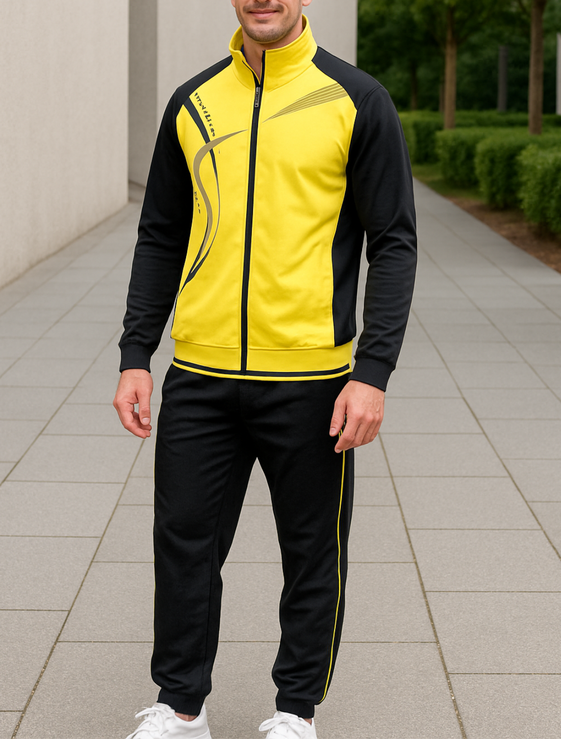 Heren Sportkleding Set, Twee-Delige Jas Met Rits En Broek, Casual Print Jogging Sport Outfit | VIQA VIQA© NEDERLAND
