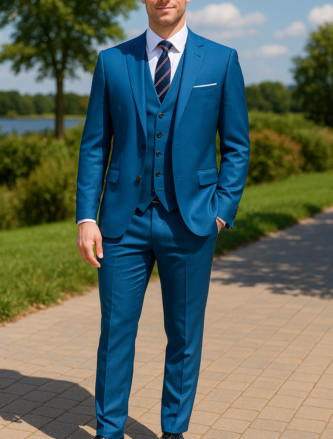 3-Delig Trouwpak Voor Heren, Slim Pasvorm Bruidegom Smoking Met Jasje, Broek En Vest, Op Maat Gemaakt Formeel Pak | VIQA VIQA© NEDERLAND