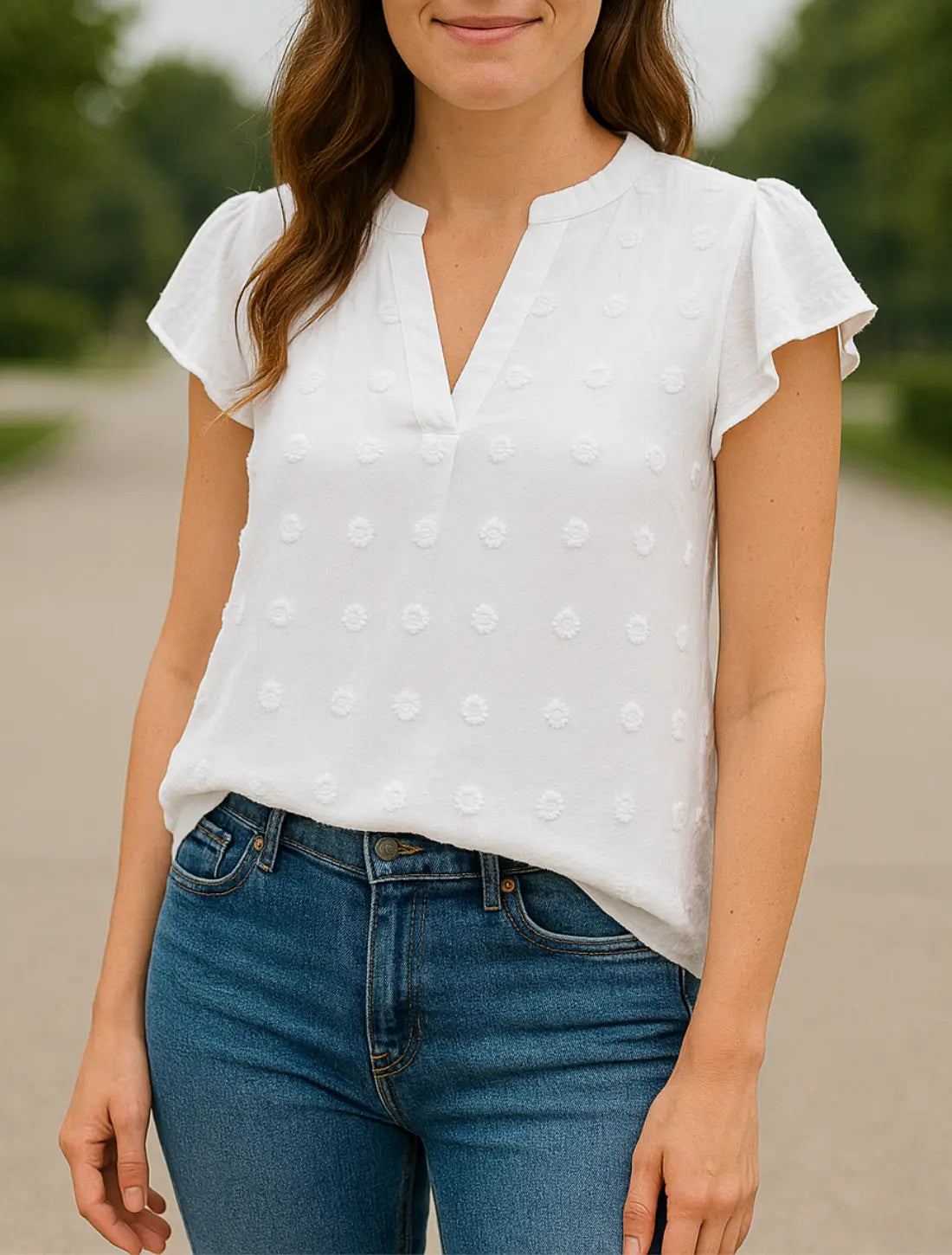 Dames Zomer Blouse, Effen Kleur Losse Pasvorm Shirt, Elegante Casual Top | VIQA VIQA© NEDERLANDWit / 2XL