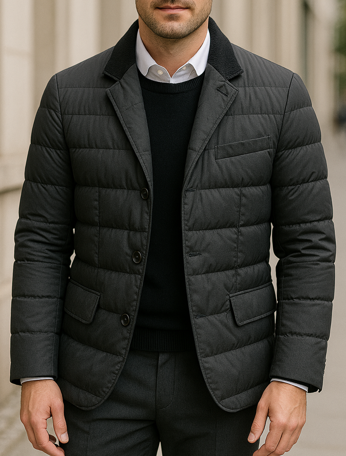 Eendendons Blazerjas Voor Heren, Smart Casual Tweedelige Herfst-Winter Warme Jas | VIQA VIQA© NEDERLANDGrijs / 2XL