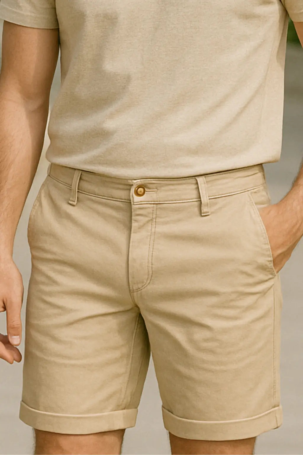 Heren Katoenen Shorts, Elastische Taille Korte Broek, Casual Hoge Kwaliteit Zomer Kleding | VIQA VIQA© NEDERLANDKaki / 2XL