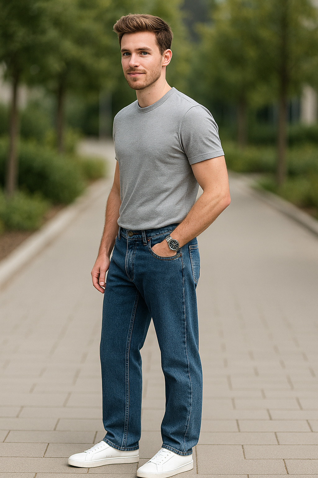 Heren Jeans Met Wijde Pijpen, Losse Rechte Pasvorm, Comfortabele Zakelijke Casualbroek | VIQA VIQA© NEDERLAND