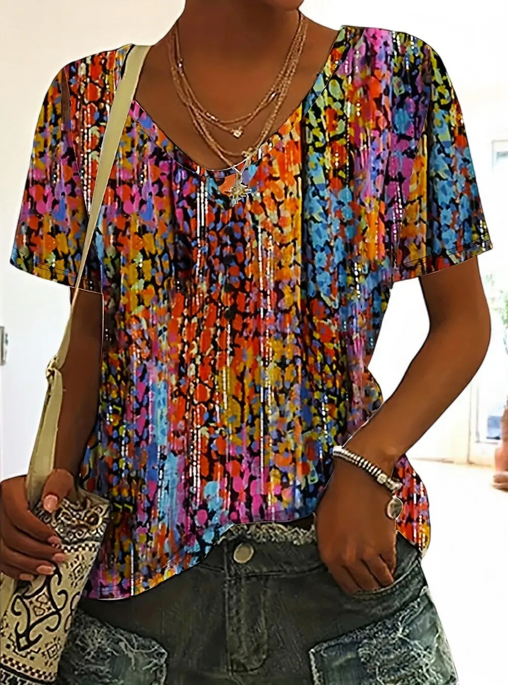 Pauline Dames Kleurrijk Shirt VIQA© NEDERLANDRoze-2XL