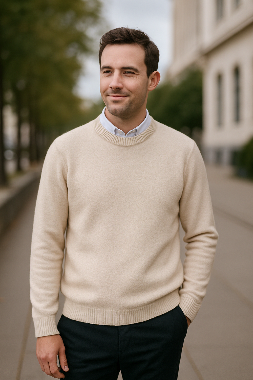 Kasjmier Trui Voor Heren, Trui Met Ronde Hals, Losvallende Gebreide Top, Winter Casual Warme Kleding | VIQA VIQA© NEDERLAND