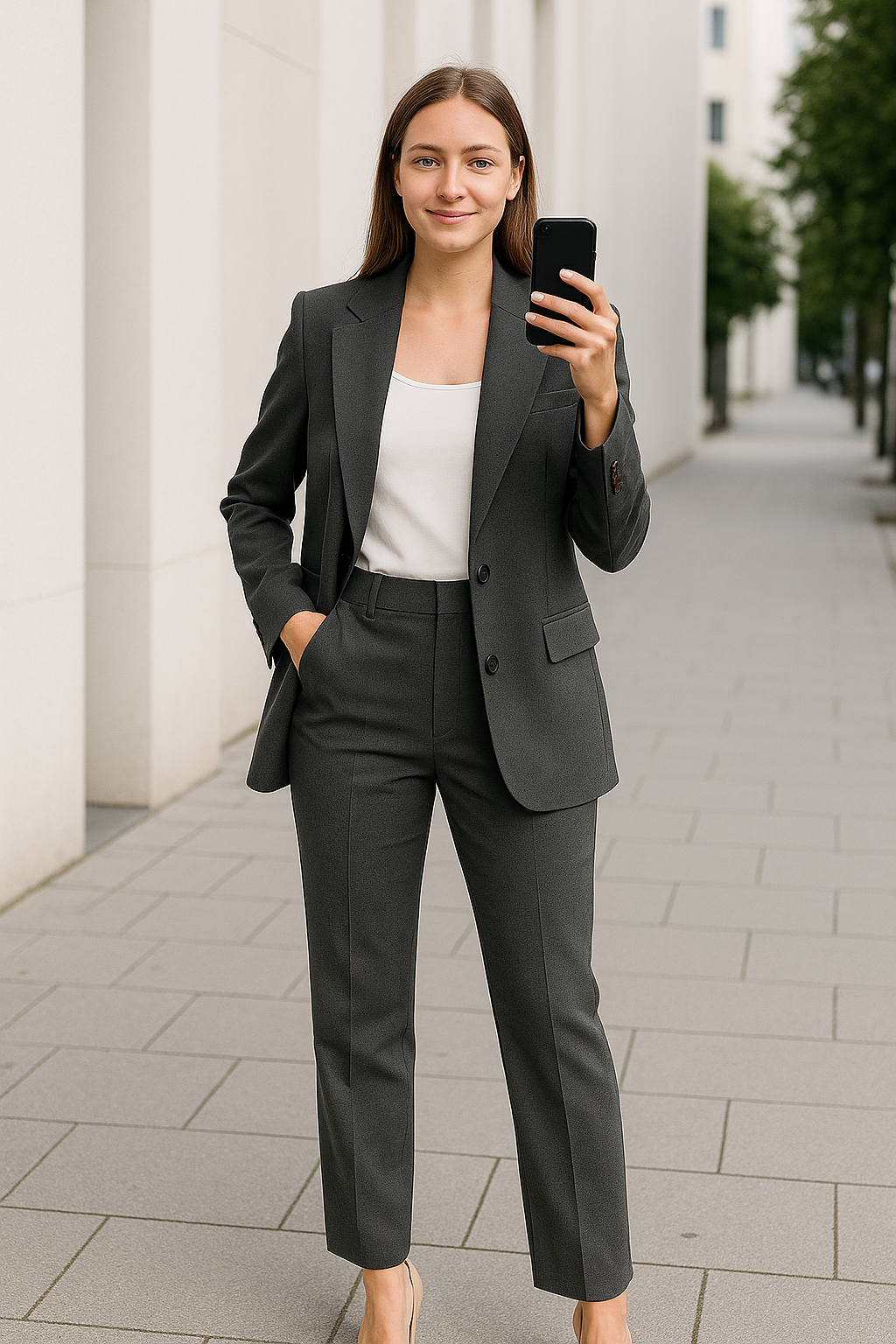 Slim Pasvorm Vestpak Voor Dames, Elegante Effen Kleur Temperament Kantooroutfit | VIQA VIQA© NEDERLAND