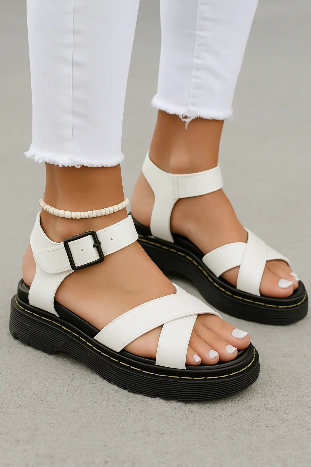 Dames Zomer Sandalen, Zomer Strand Vlakke Sandalen, Casual Mode Schoenen | VIQA VIQA© NEDERLANDWit / 42