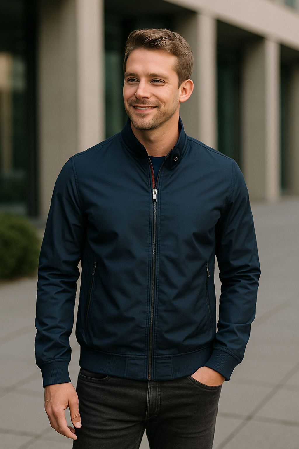 Heren Winterjas, Effen Kleur Casual Staande Kraag Bomber, Herfst Slim Fit Bovenkleding | VIQA VIQA© NEDERLAND